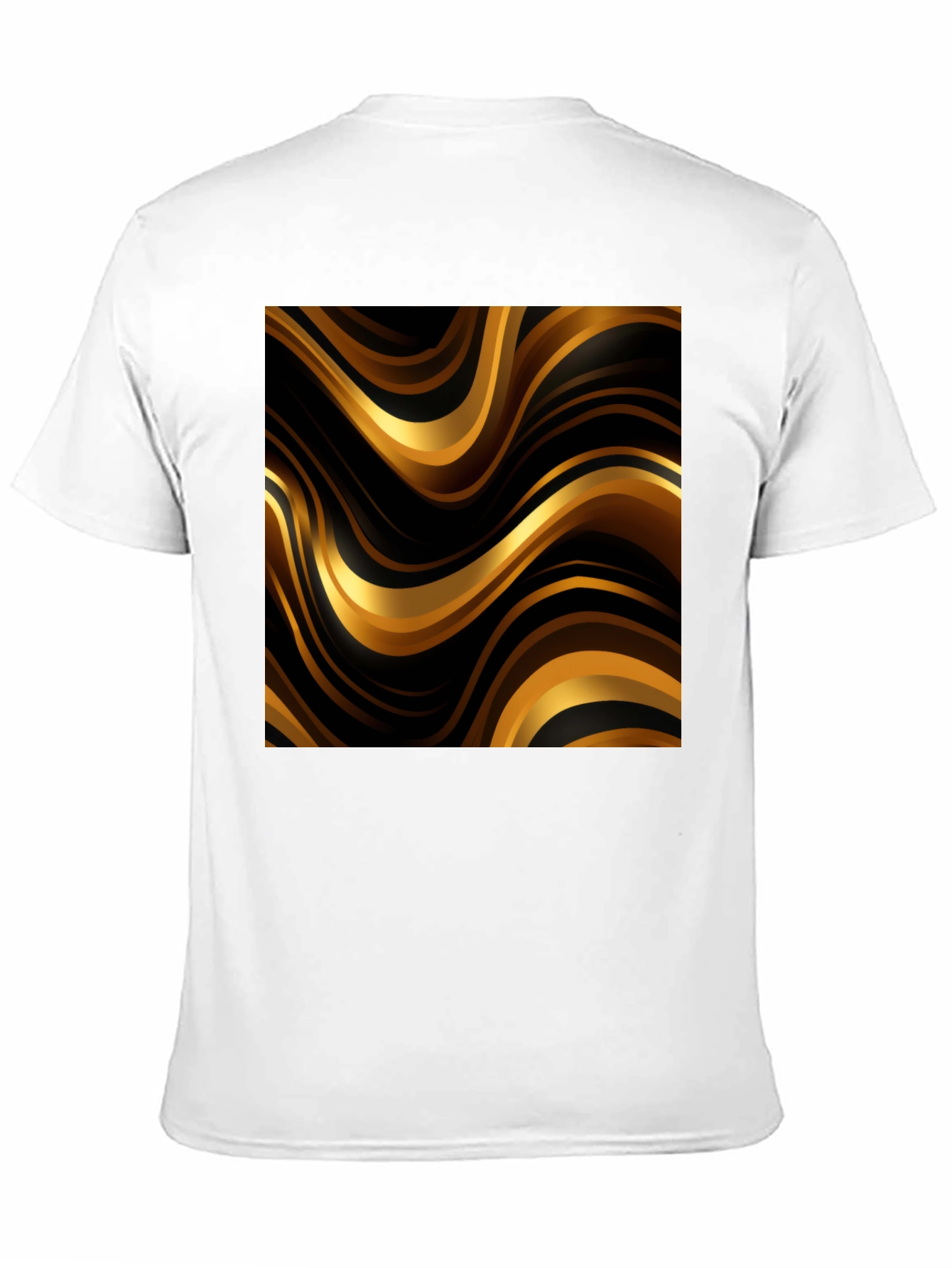 Mens Black T-Shirt with Golden Wave Design