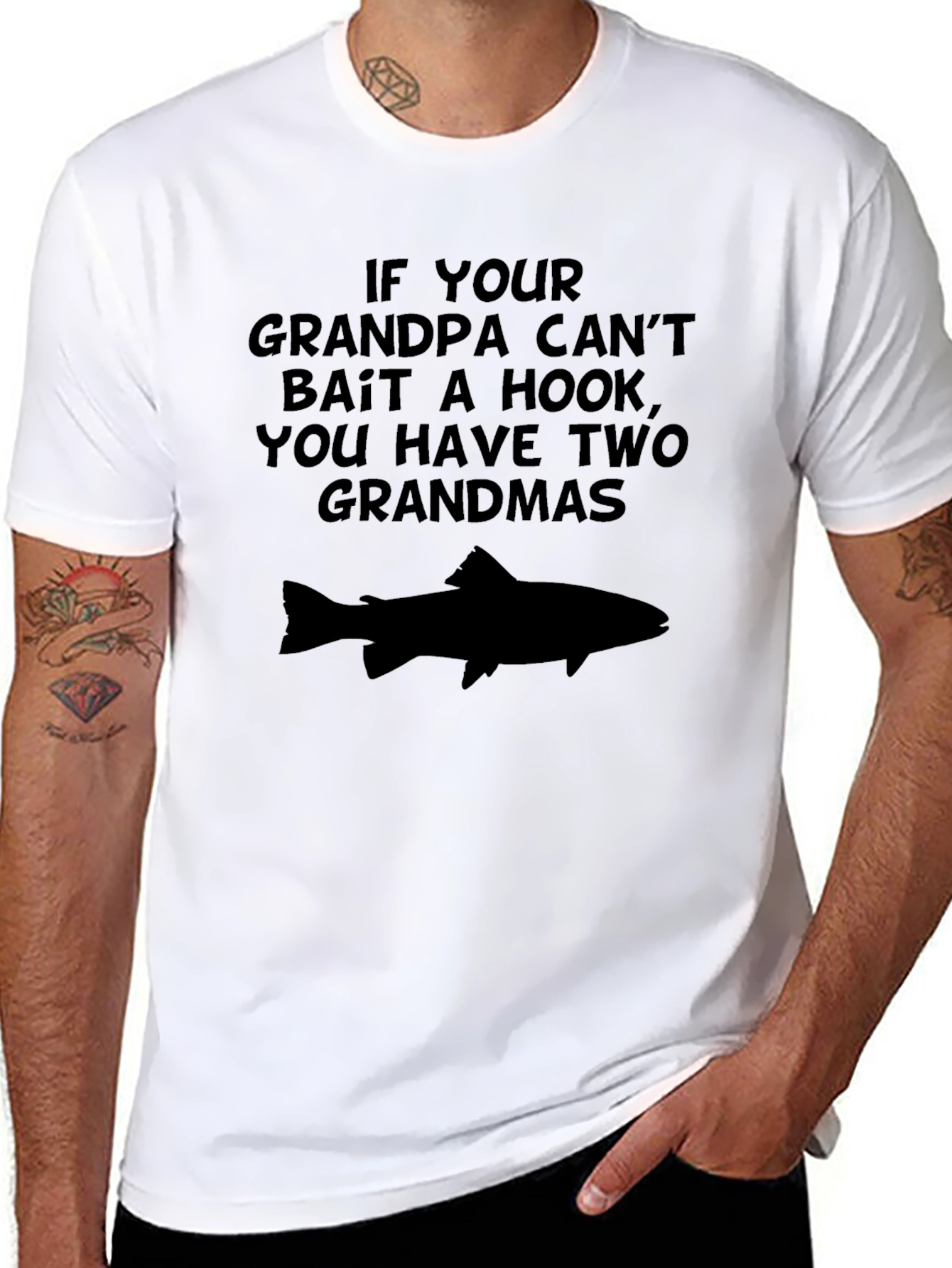 Grandpa Fishing T-Shirt: Two Grandmas!