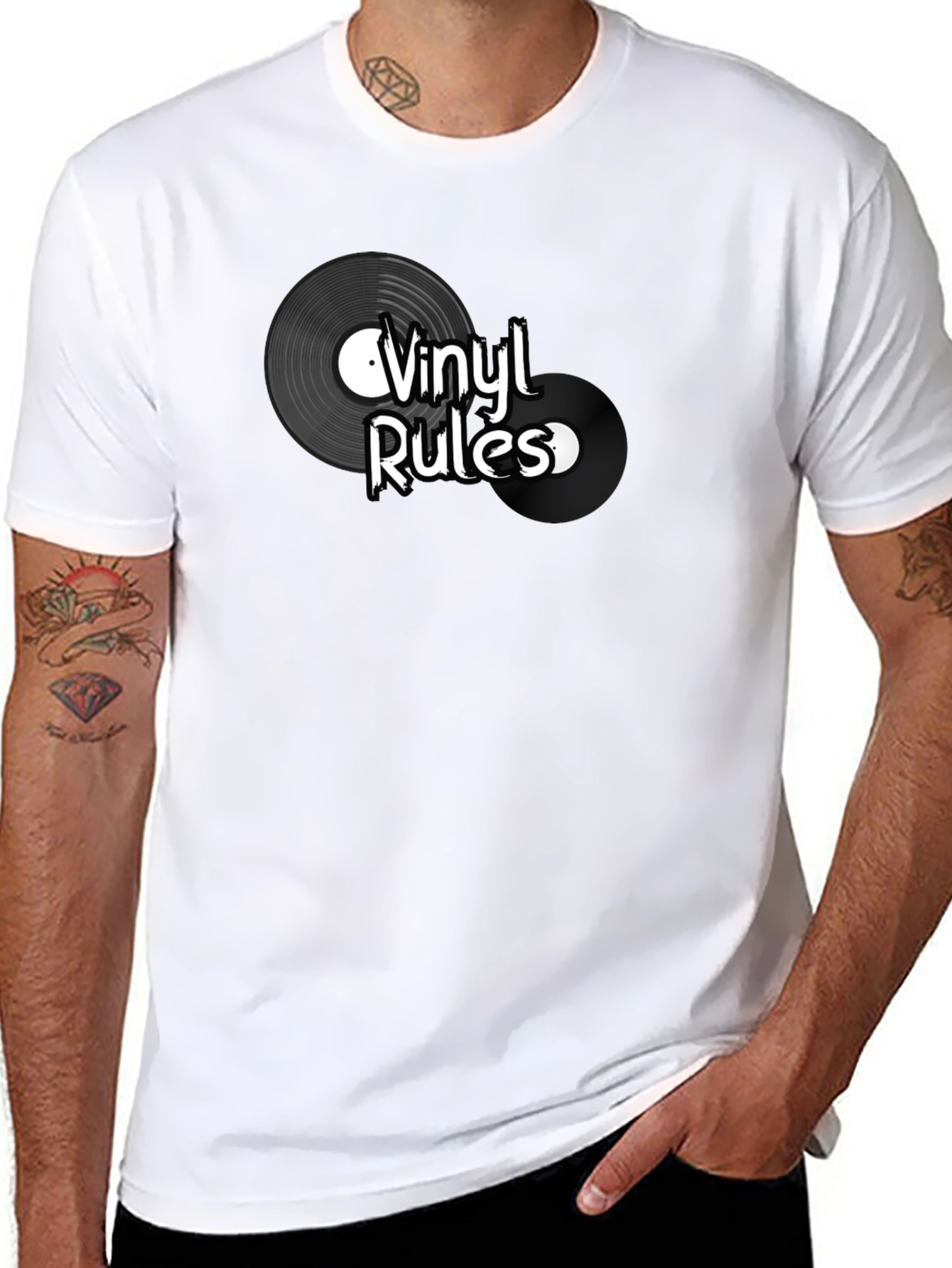 Vinyl Rules Graphic Tee - Black Cotton T-Shirt