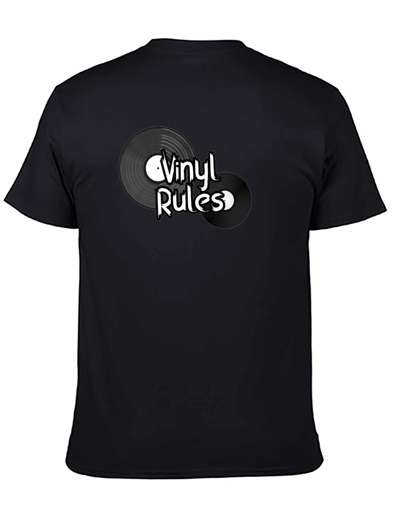 Vinyl Rules Graphic Tee - Black Cotton T-Shirt