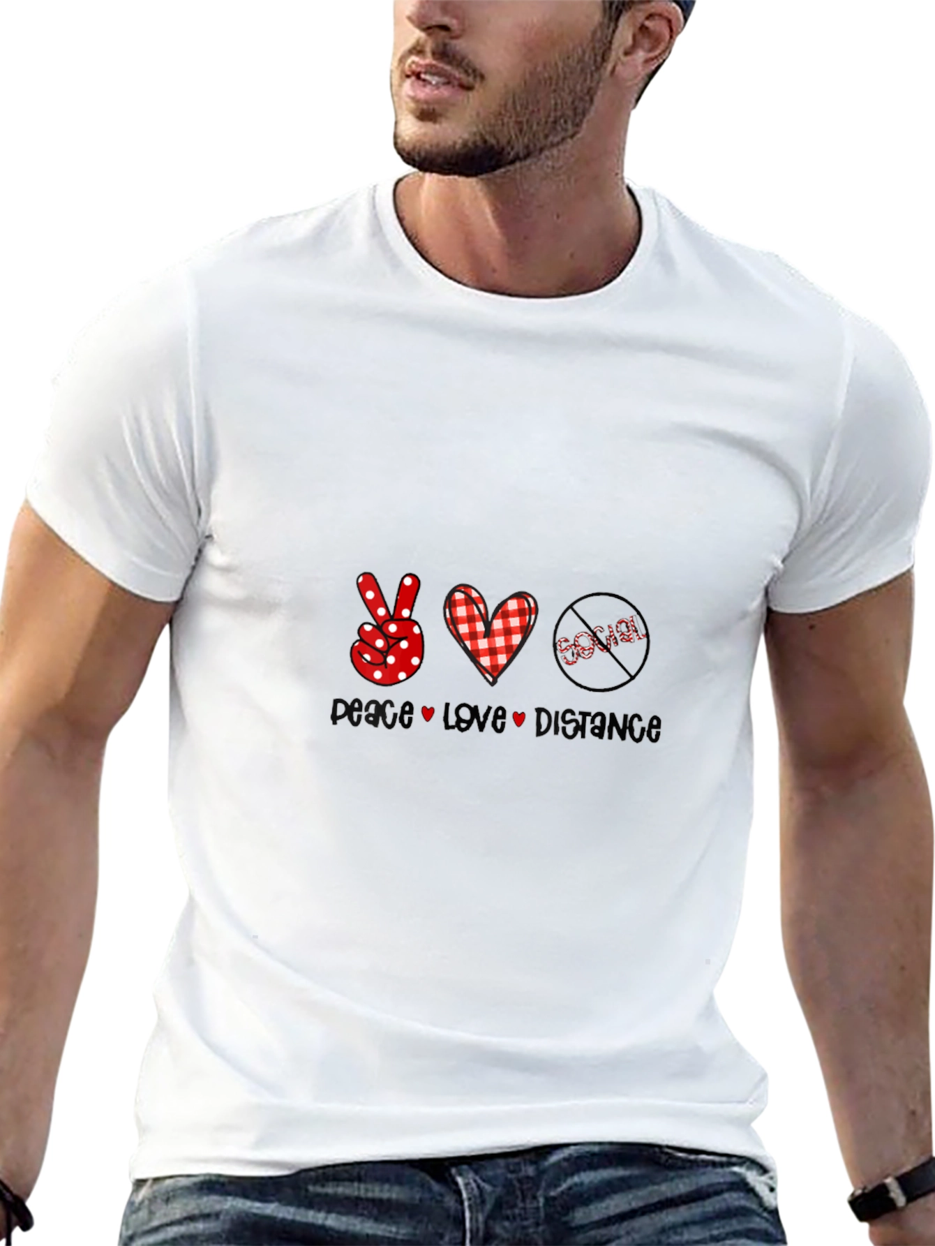 Peace Love Distance Novelty Graphic Tee