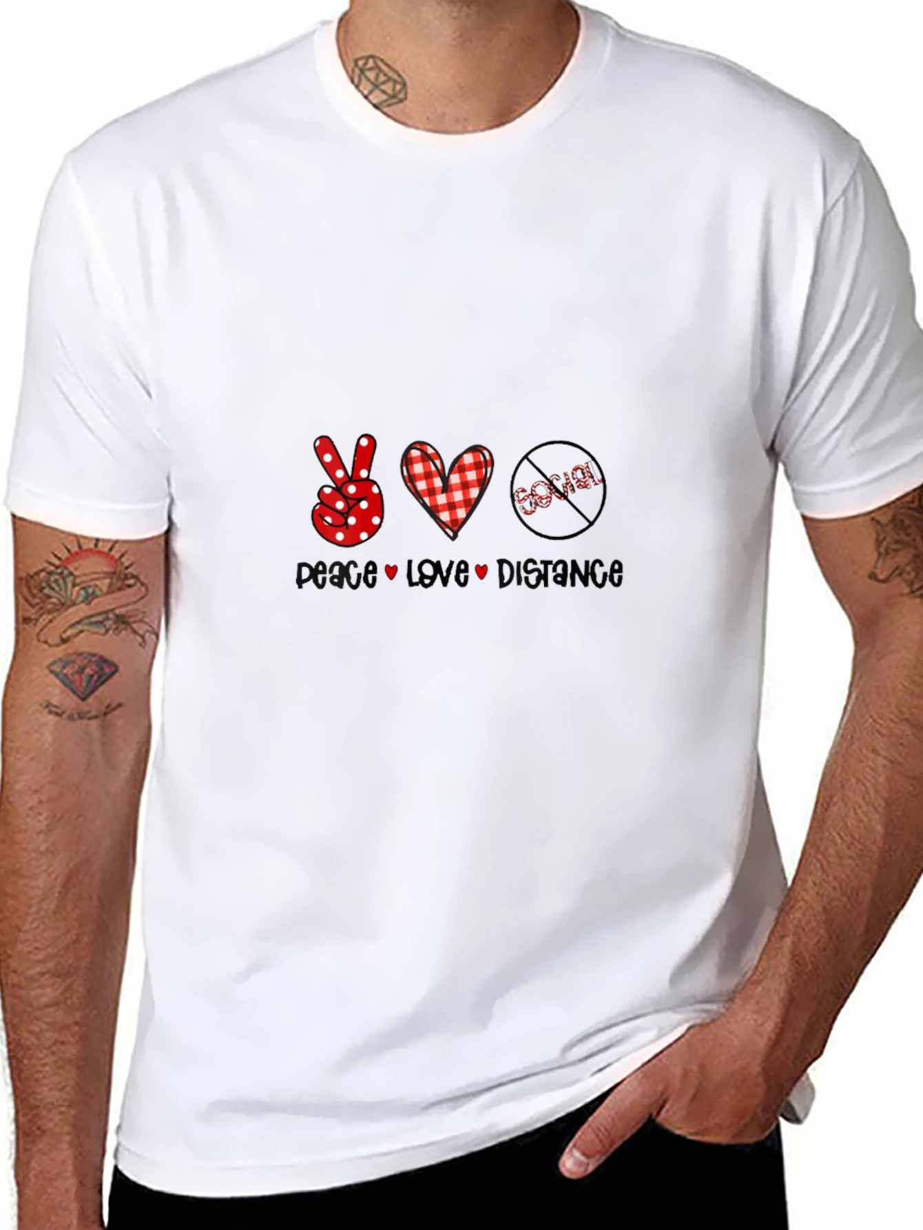 Peace Love Distance Novelty Graphic Tee