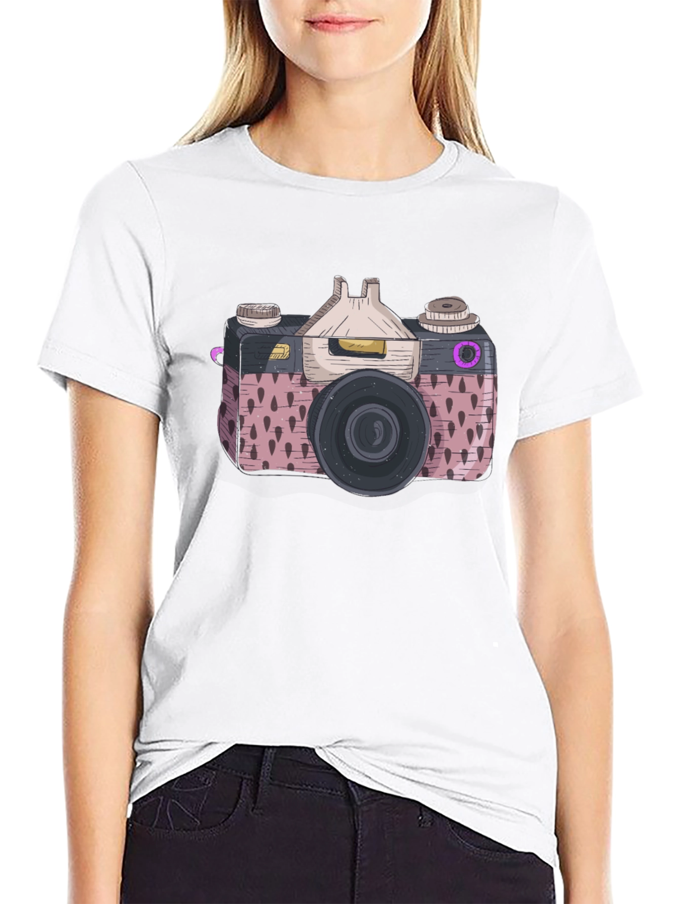 Retro Camera Graphic Tee - Stylish Mens Black T-Shirt