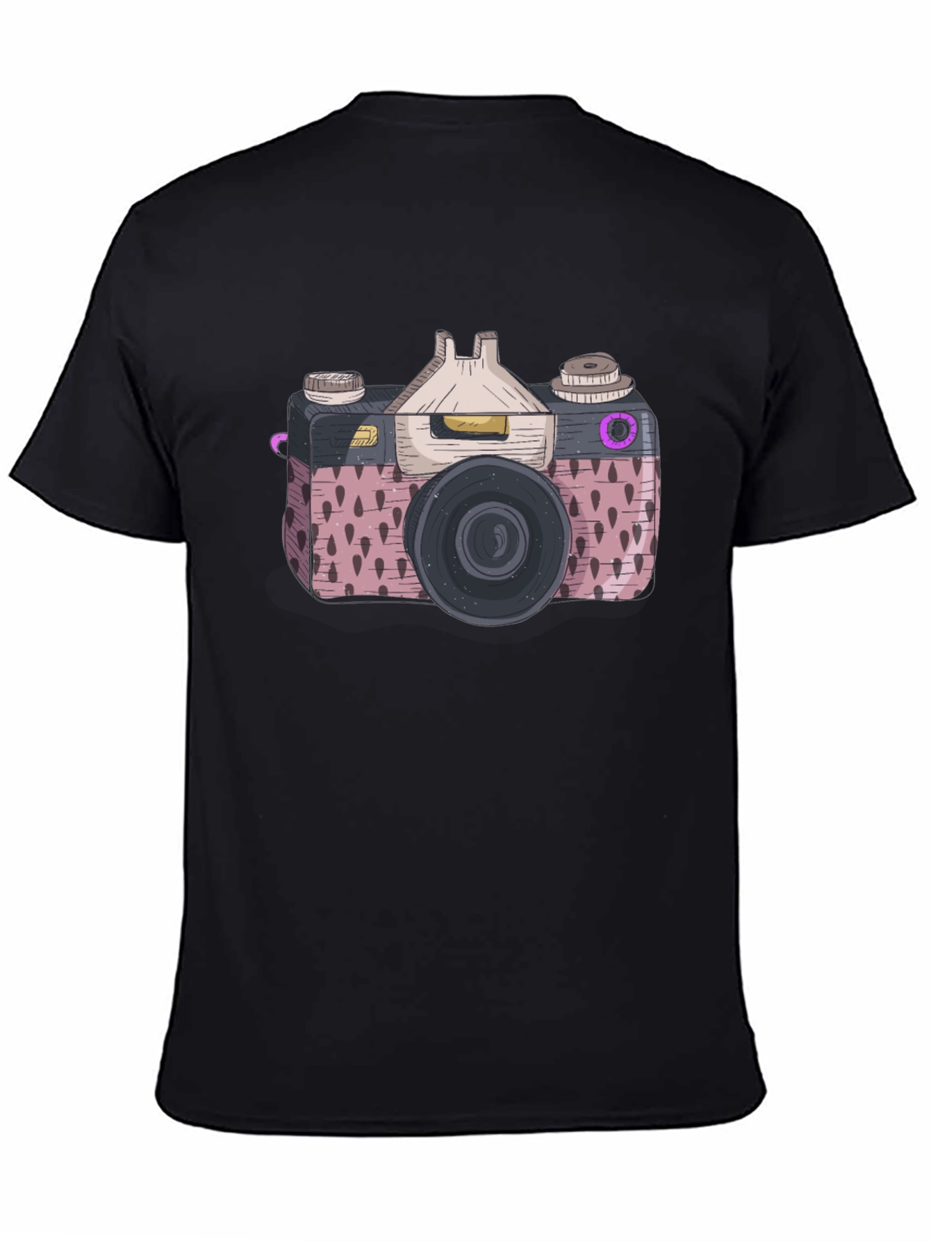 Retro Camera Graphic Tee - Stylish Mens Black T-Shirt