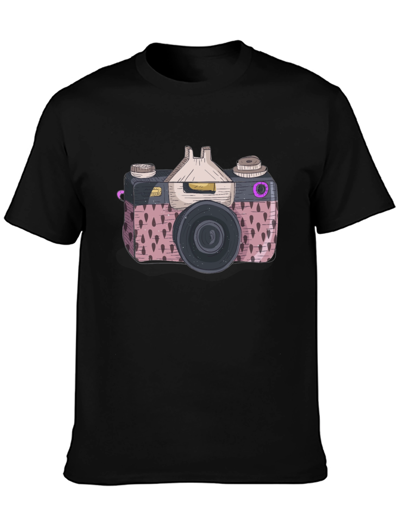 Retro Camera Graphic Tee - Stylish Mens Black T-Shirt