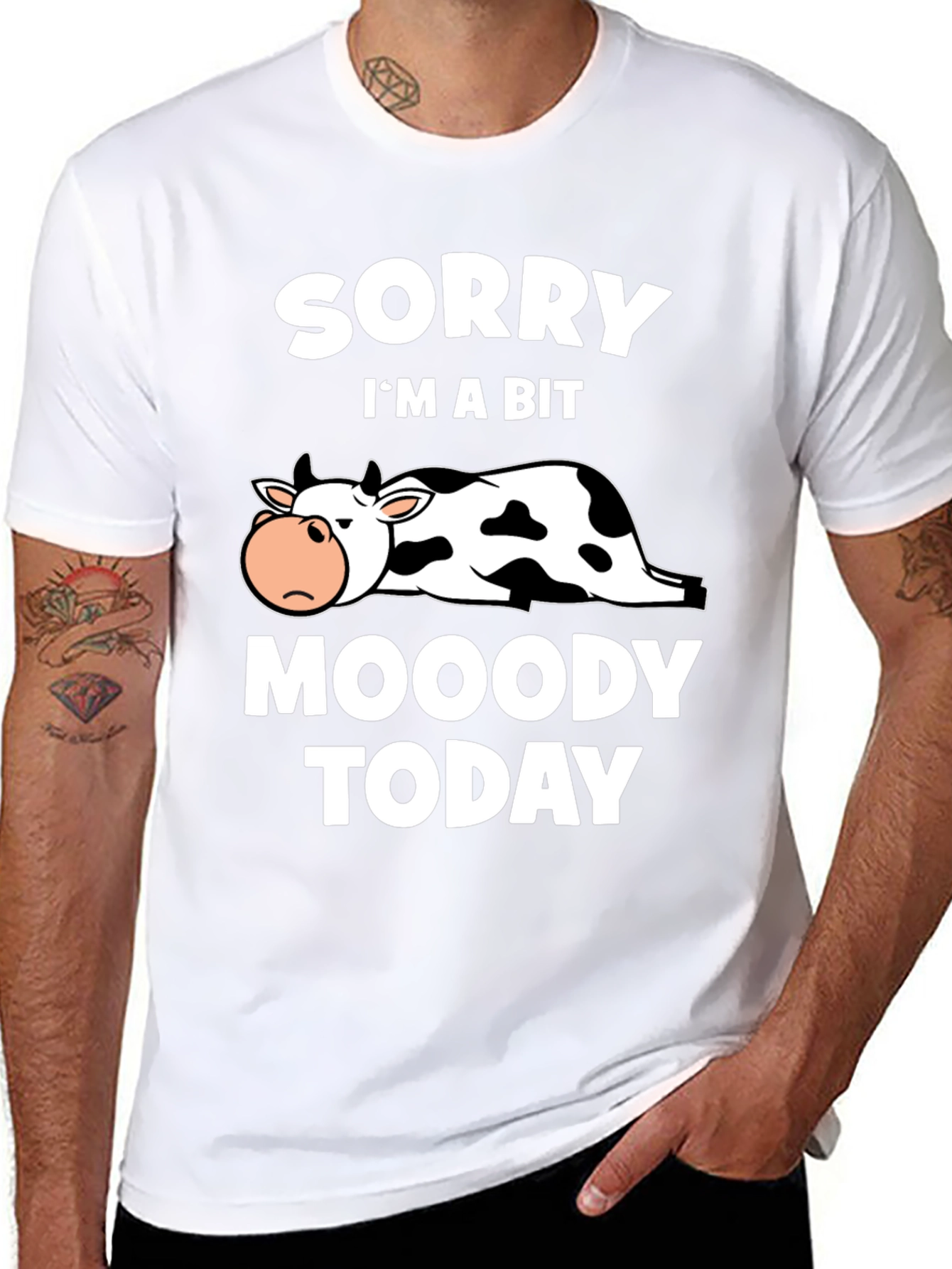 Moody Cow Graphic T-Shirt - Funny Animal Tee