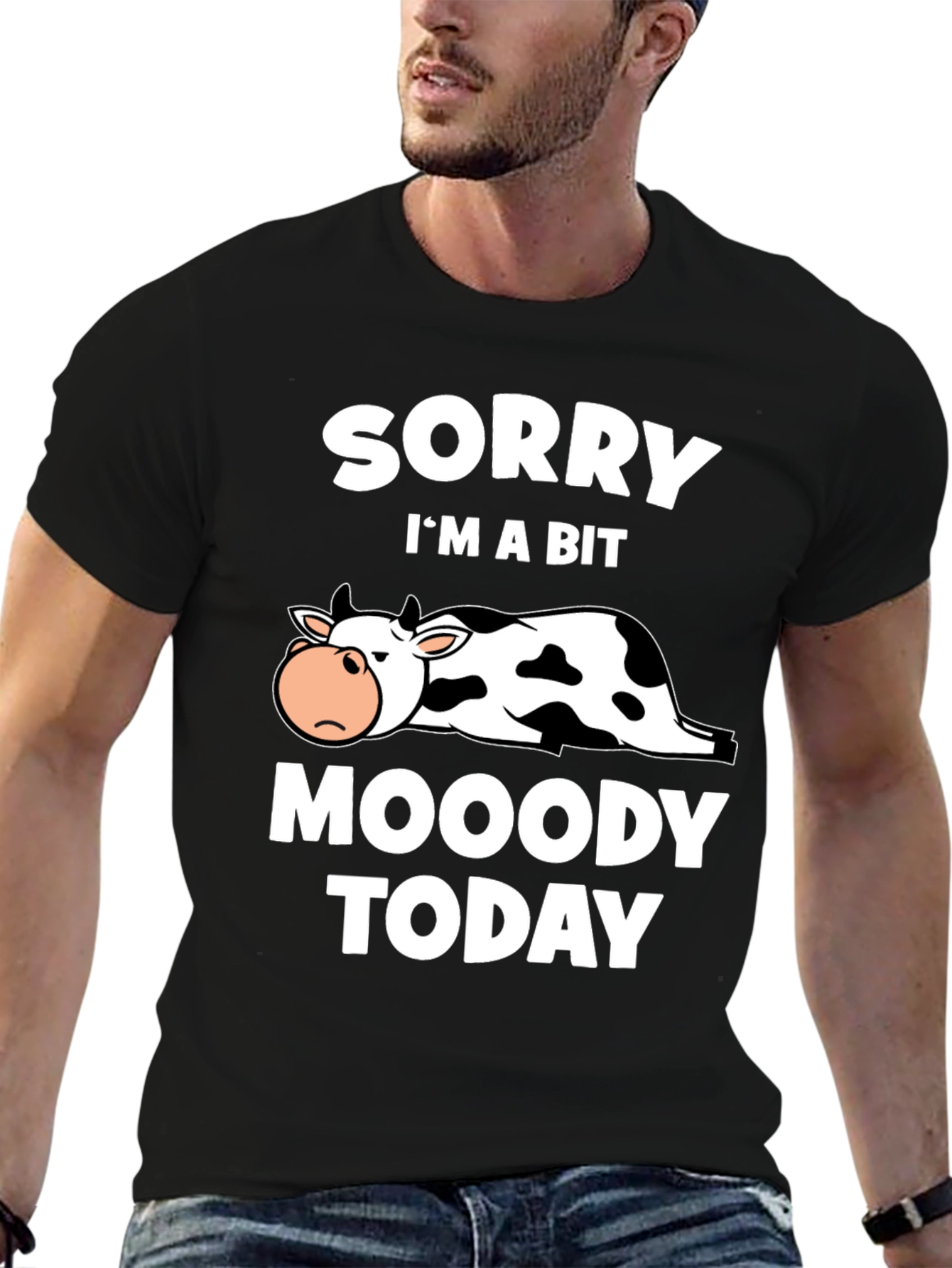 Moody Cow Graphic T-Shirt - Funny Animal Tee