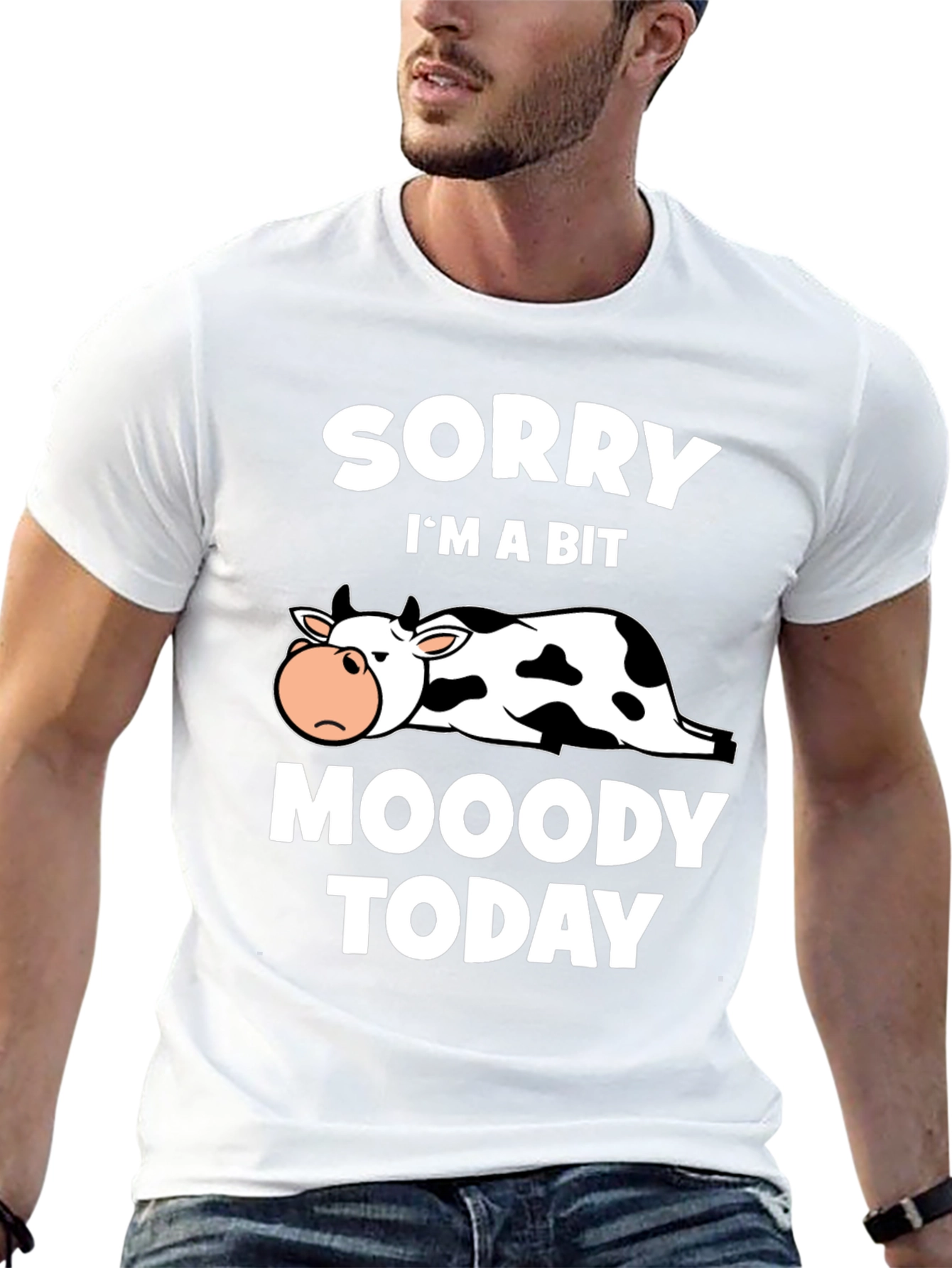 Moody Cow Graphic T-Shirt - Funny Animal Tee