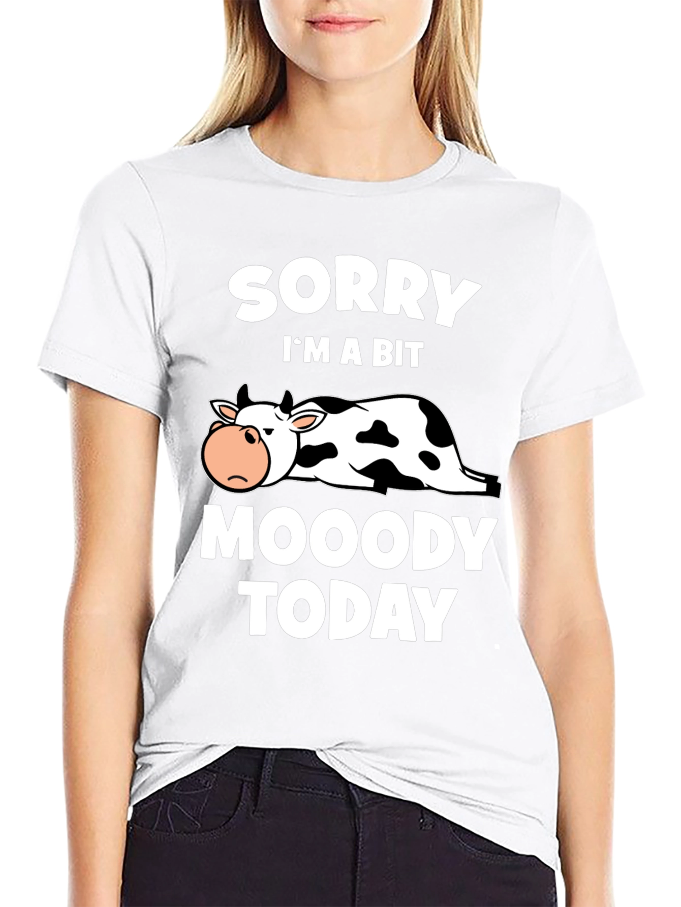 Moody Cow Graphic T-Shirt - Funny Animal Tee
