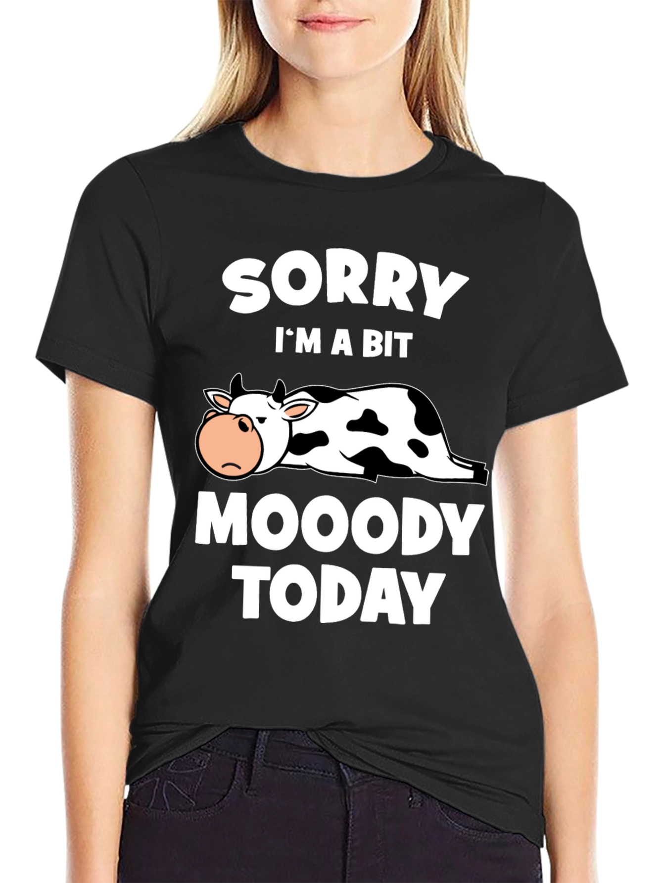 Moody Cow Graphic T-Shirt - Funny Animal Tee