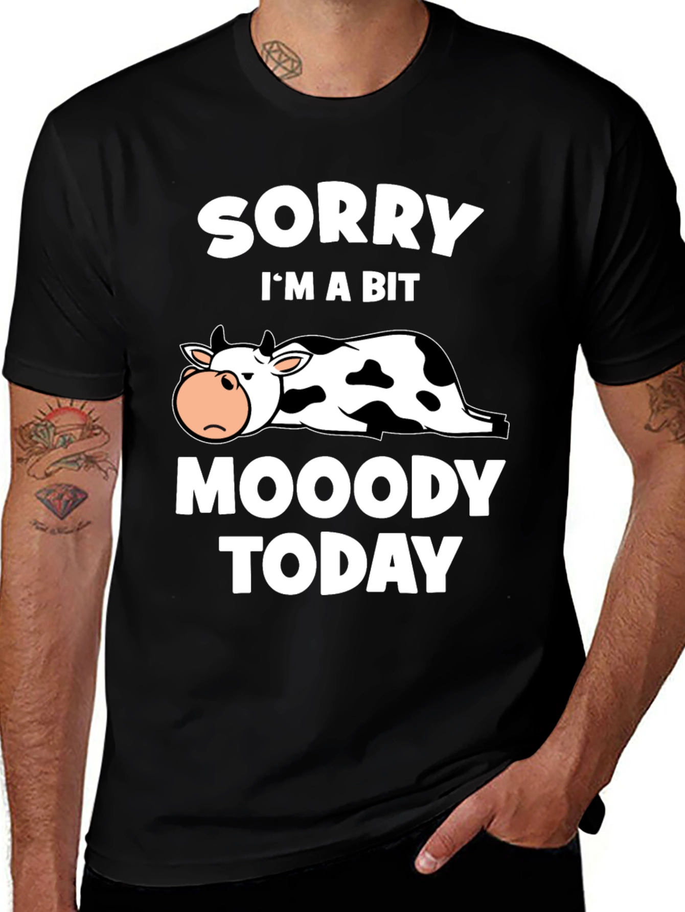 Moody Cow Graphic T-Shirt - Funny Animal Tee