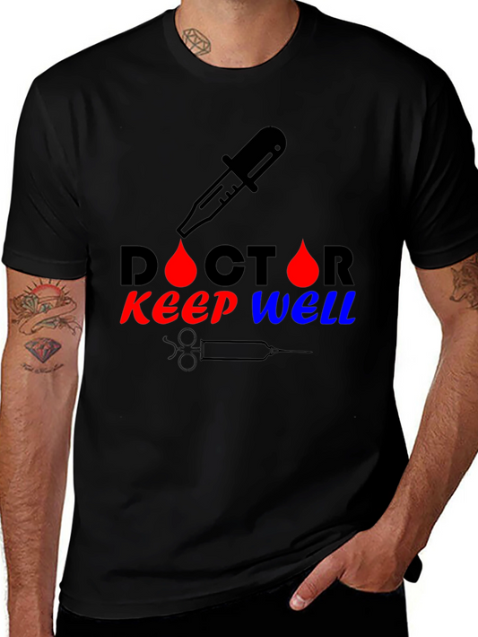 Doctor Keep Well Graphic Tee - Black Cotton Blend Shirt