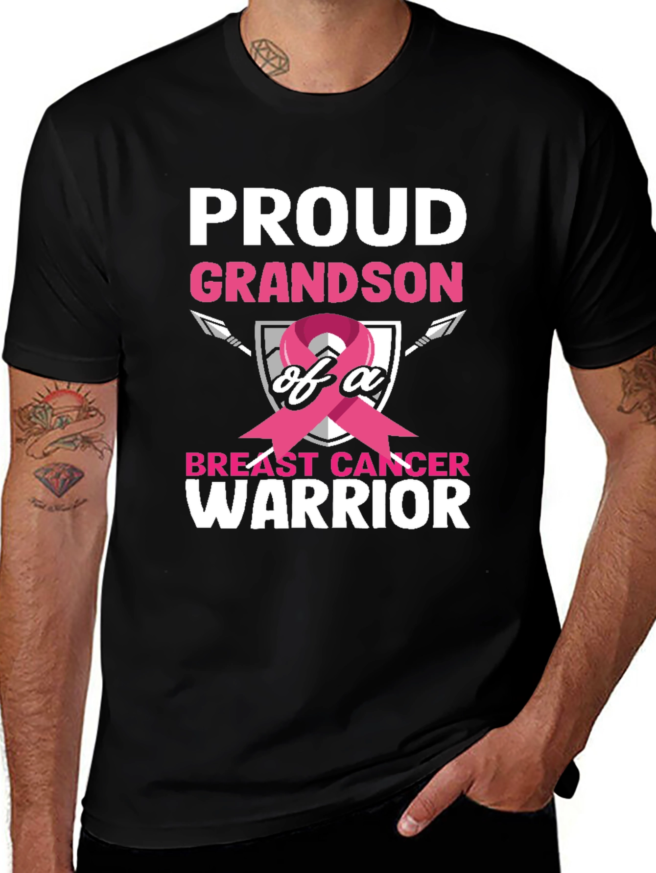 Proud Grandson Breast Cancer Warrior T-Shirt