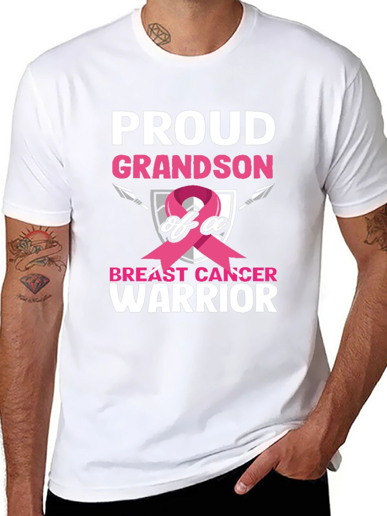 Proud Grandson Breast Cancer Warrior T-Shirt
