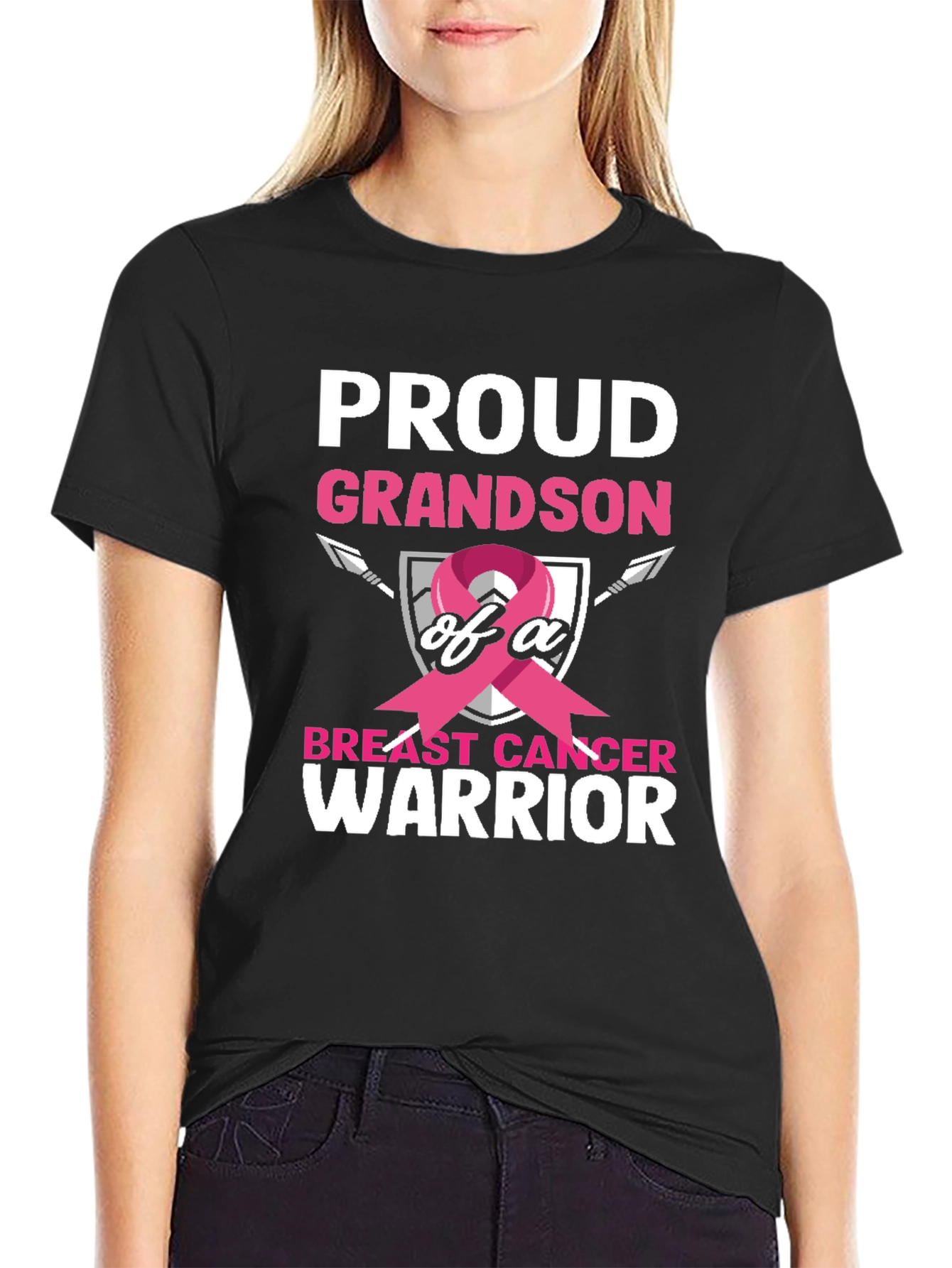 Proud Grandson Breast Cancer Warrior T-Shirt