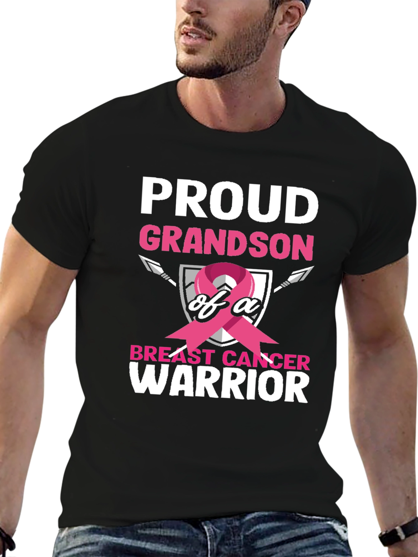 Proud Grandson Breast Cancer Warrior T-Shirt