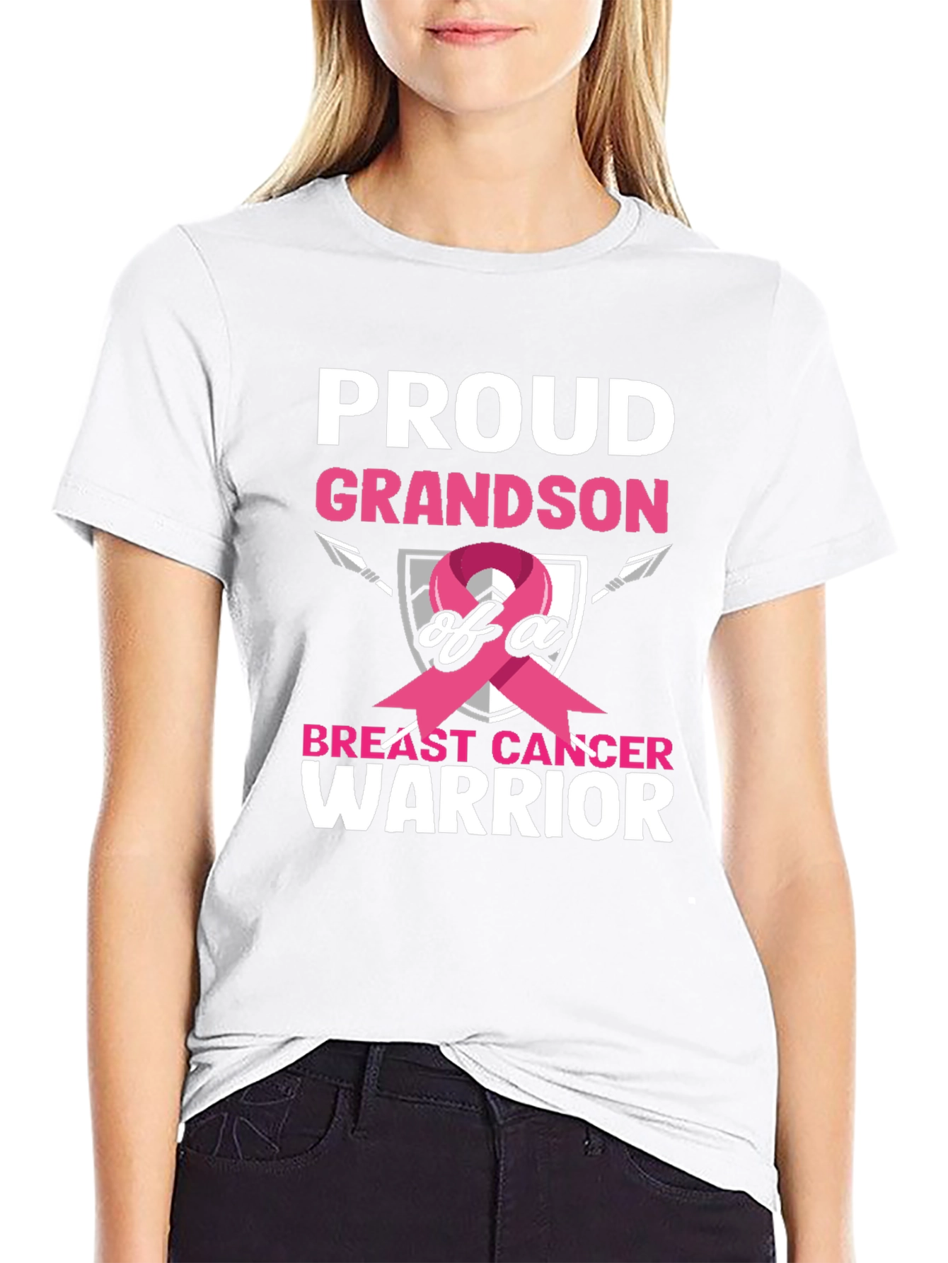 Proud Grandson Breast Cancer Warrior T-Shirt