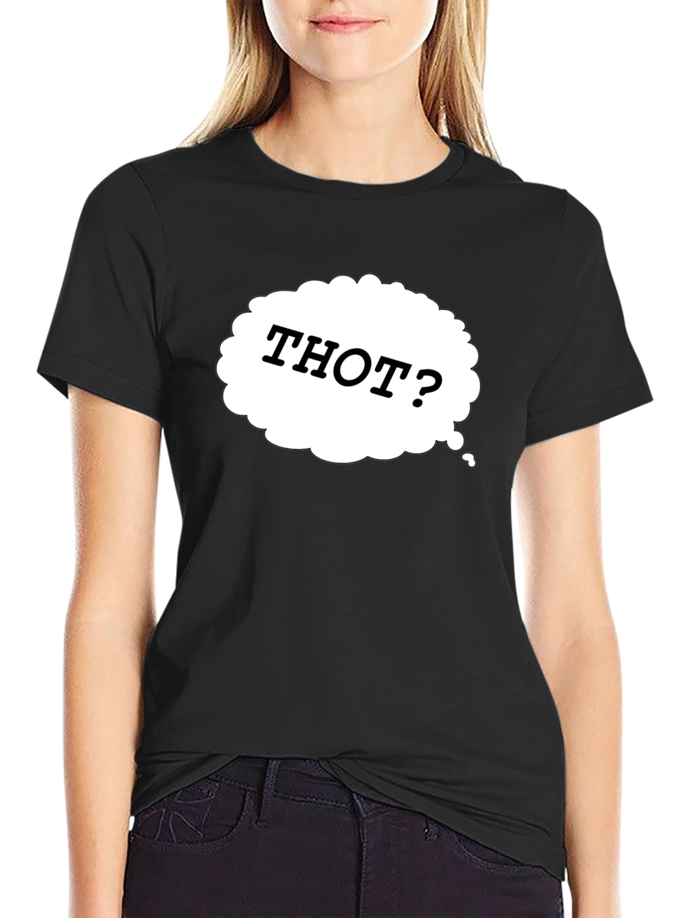 Thot? Novelty Graphic Black T-Shirt