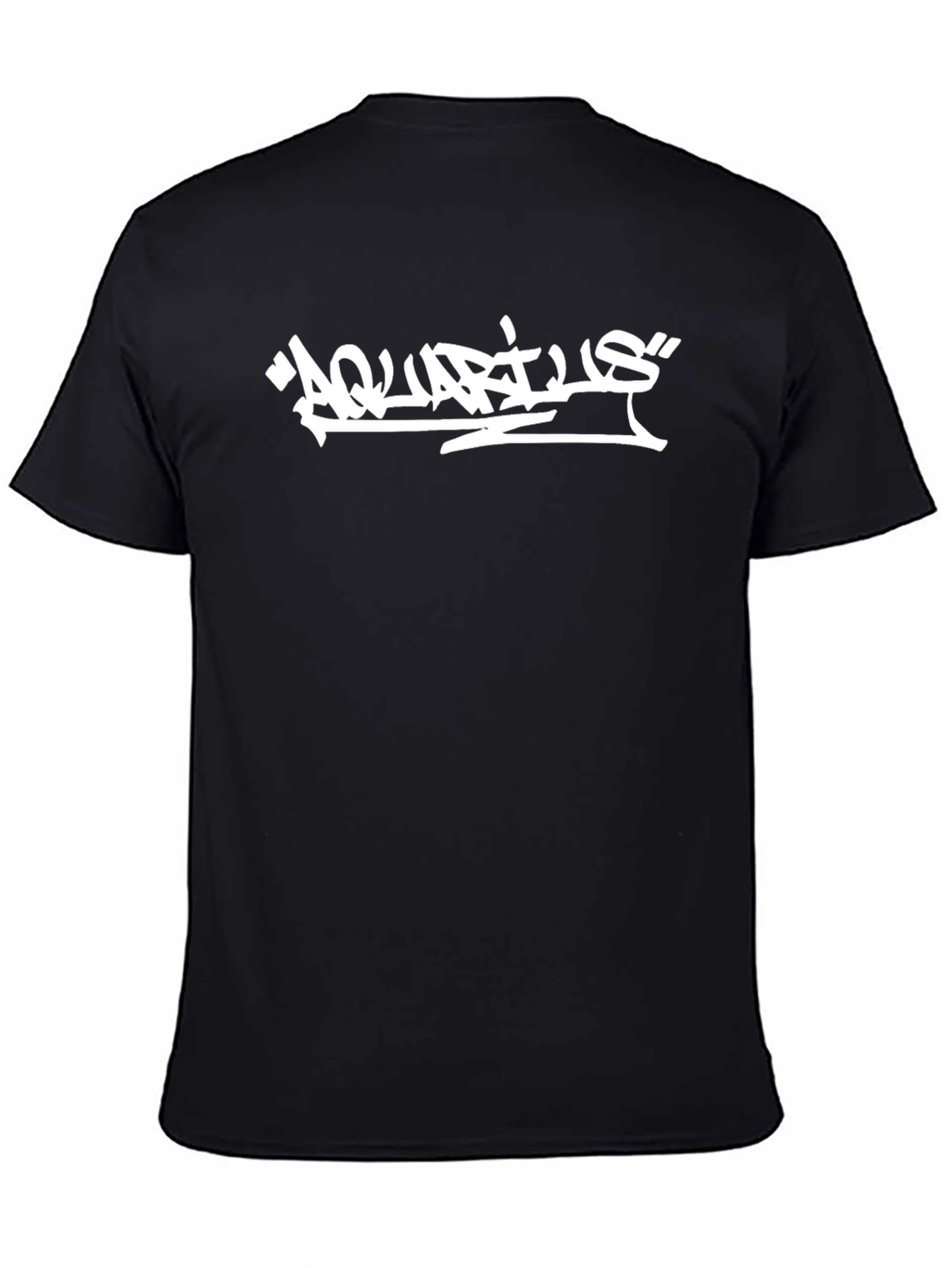 Aquarius Graffiti Style Graphic T-Shirt - Black