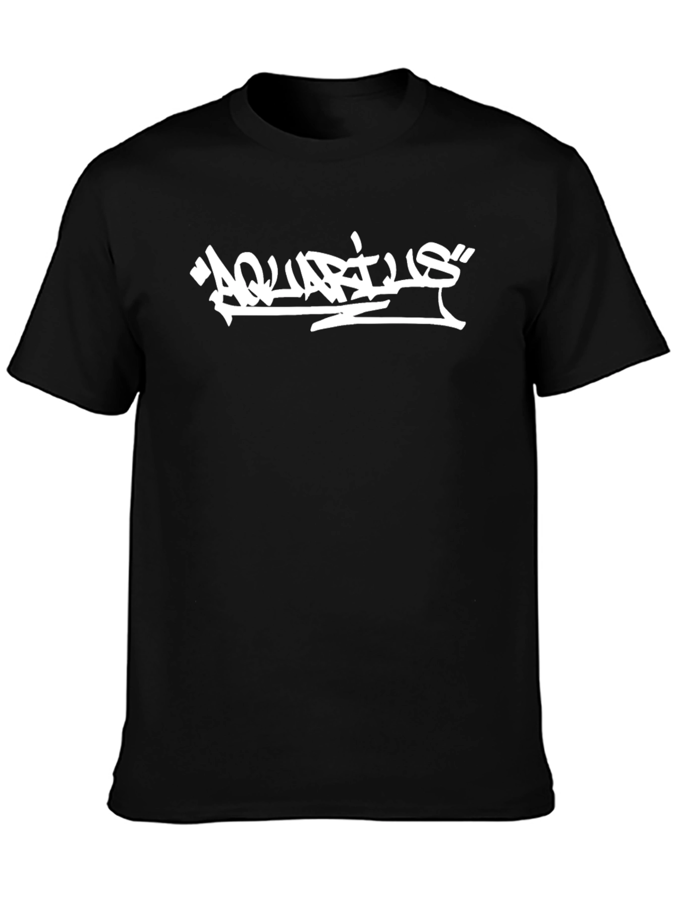 Aquarius Graffiti Style Graphic T-Shirt - Black