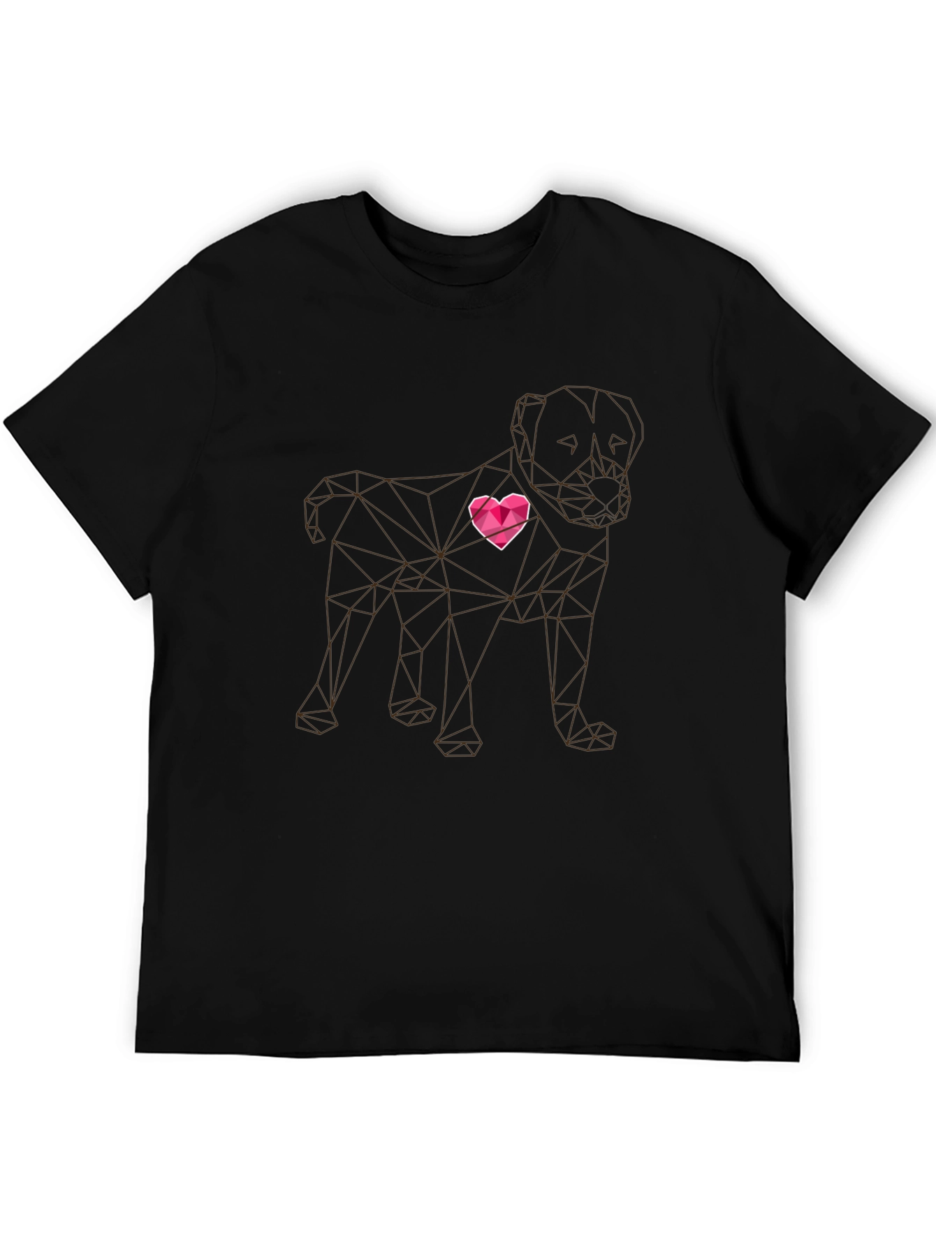 Geometric Dog Heart Tee - Modern Graphic T-Shirt