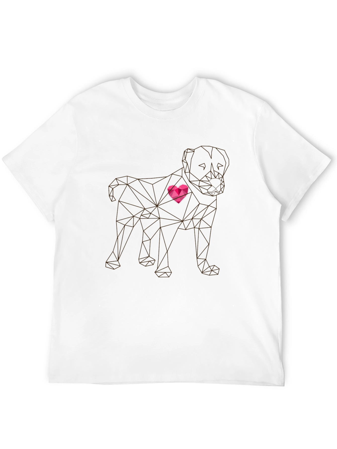 Geometric Dog Heart Tee - Modern Graphic T-Shirt