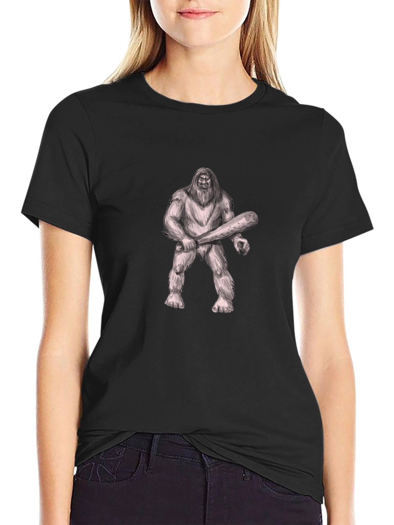 Bigfoot Graphic Tee - Black Crew Neck T-Shirt