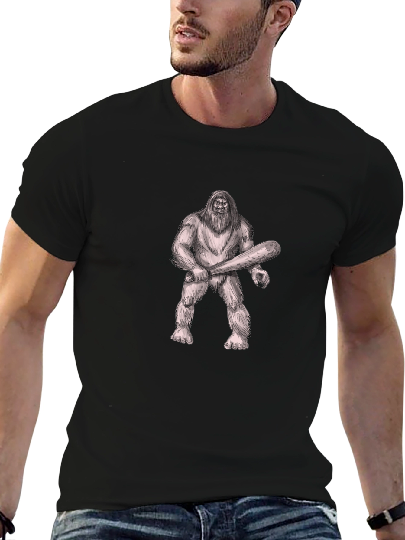 Bigfoot Graphic Tee - Black Crew Neck T-Shirt