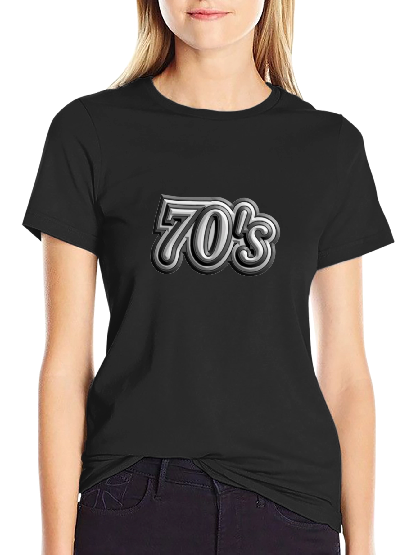 Retro 70s Style Graphic Tee - Black