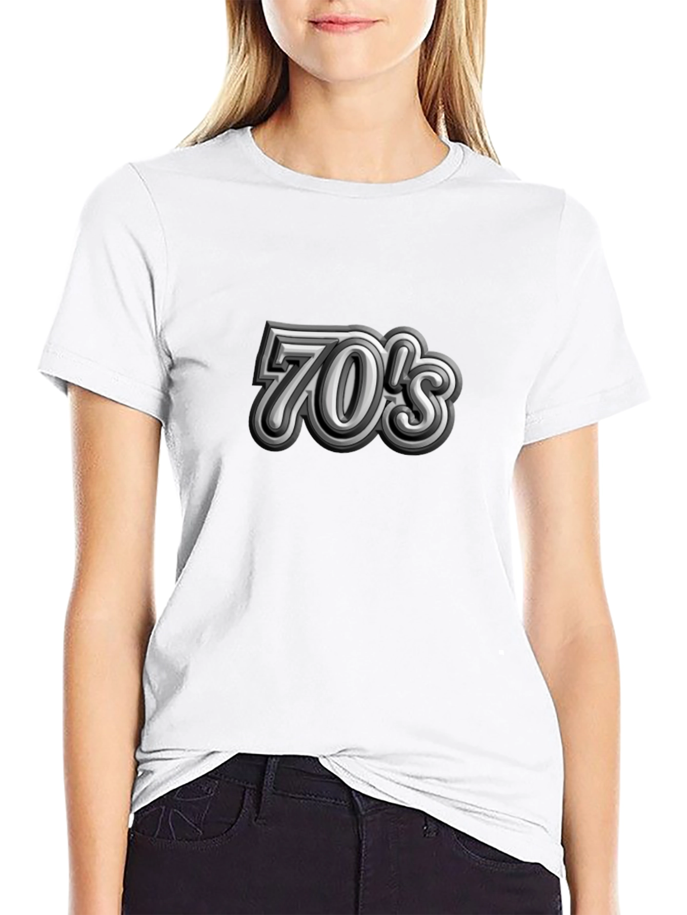 Retro 70s Style Graphic Tee - Black