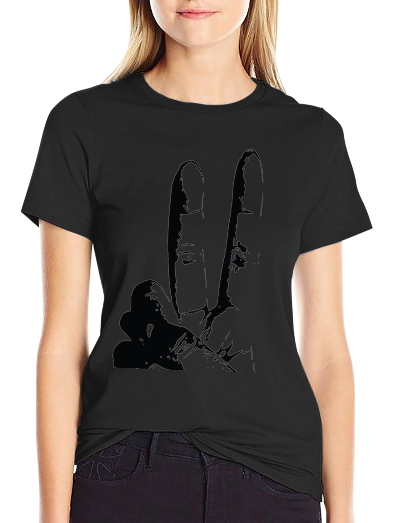 Peace Sign Graphic Tee - Black Casual T-Shirt