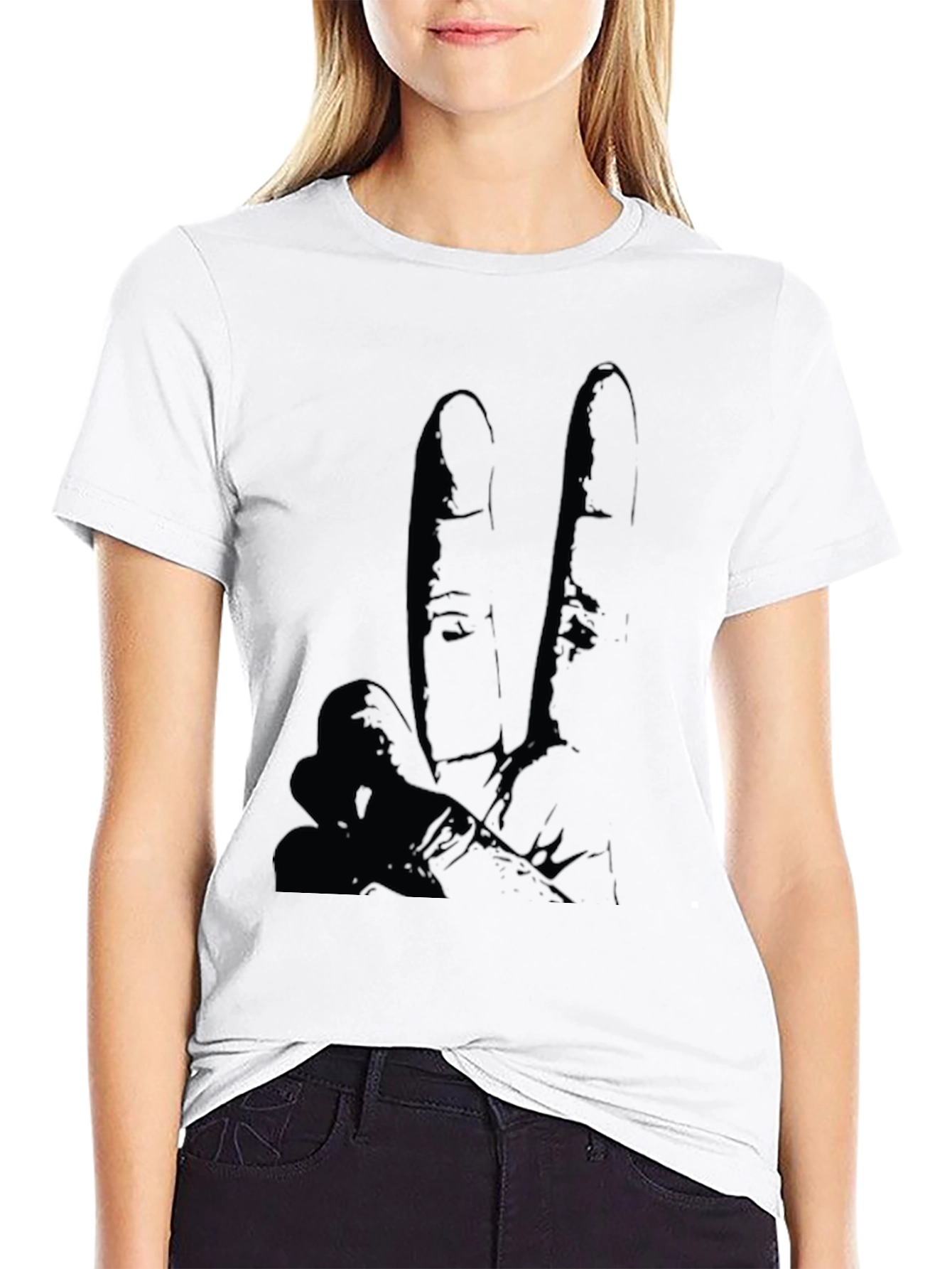 Peace Sign Graphic Tee - Black Casual T-Shirt
