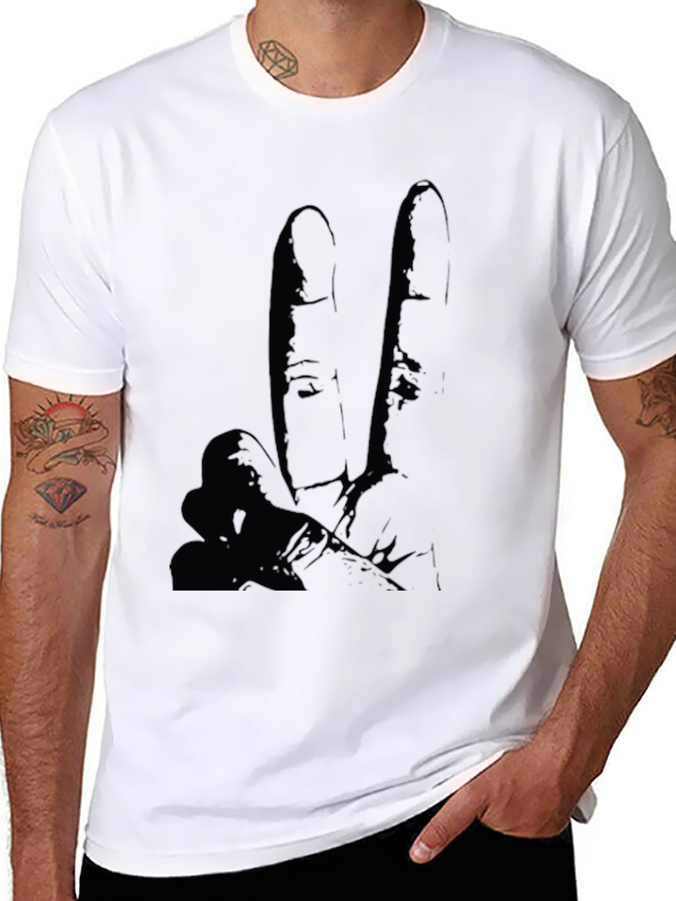 Peace Sign Graphic Tee - Black Casual T-Shirt
