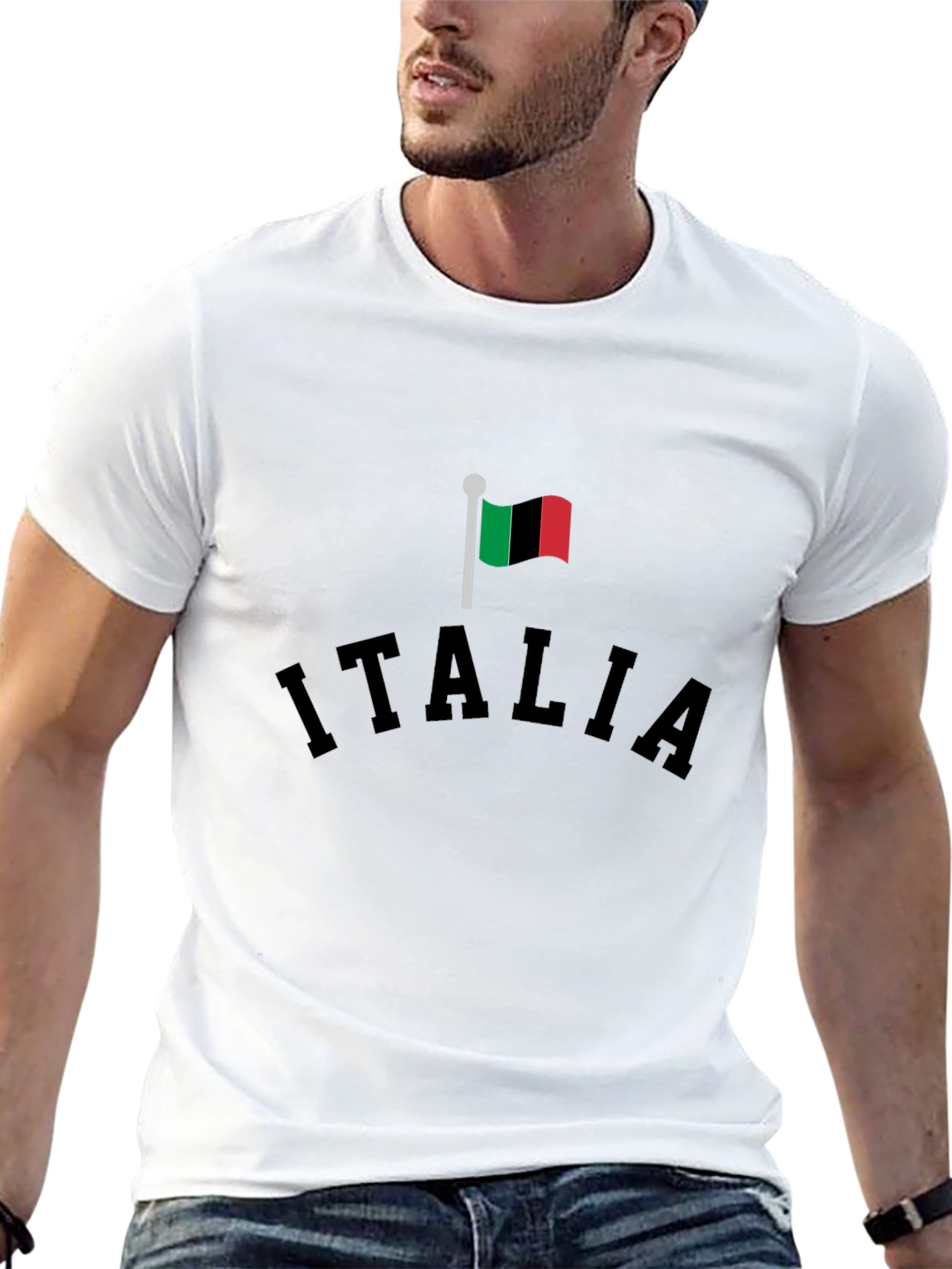 Italia Flag Graphic Black T-Shirt