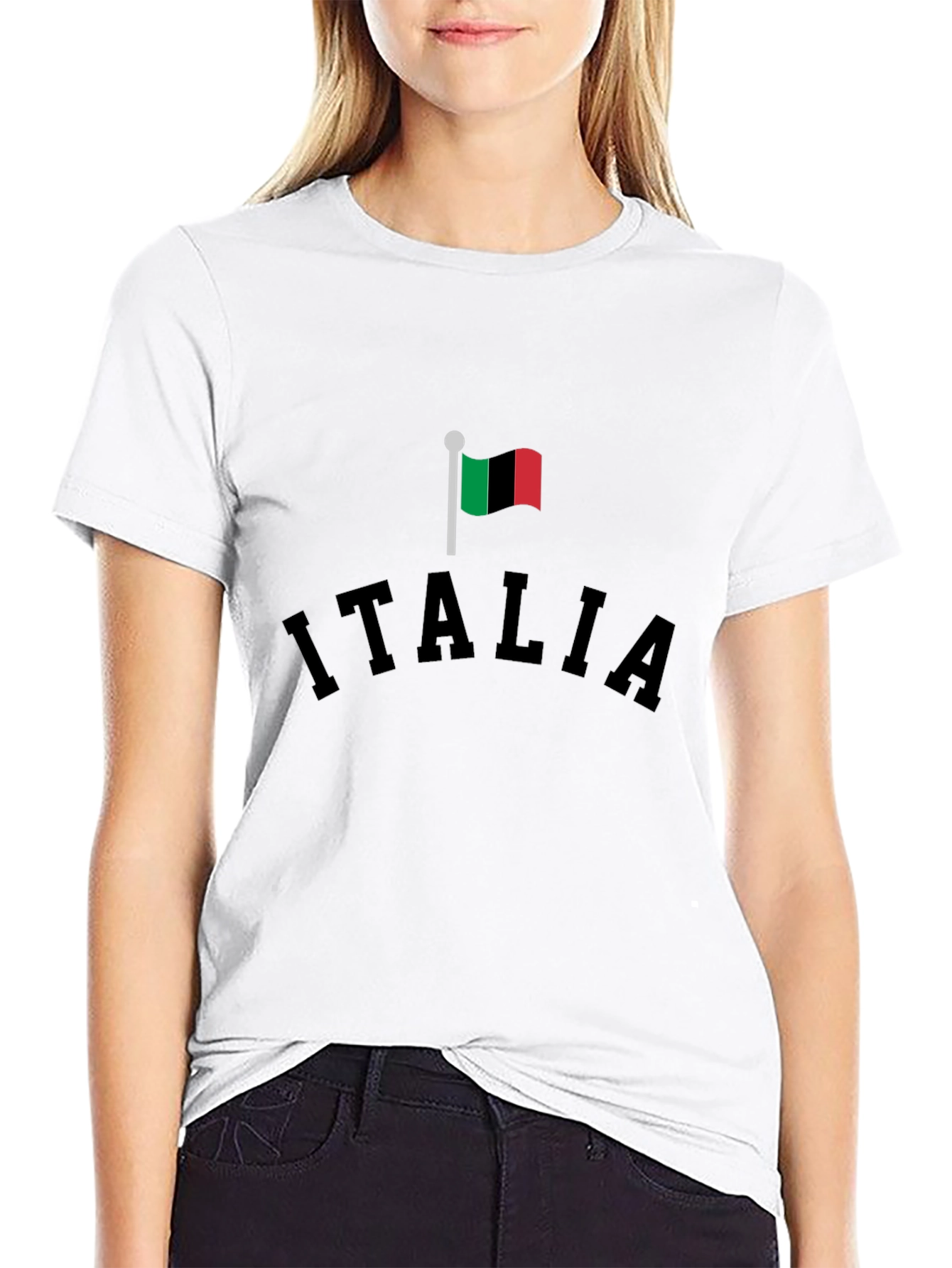 Italia Flag Graphic Black T-Shirt