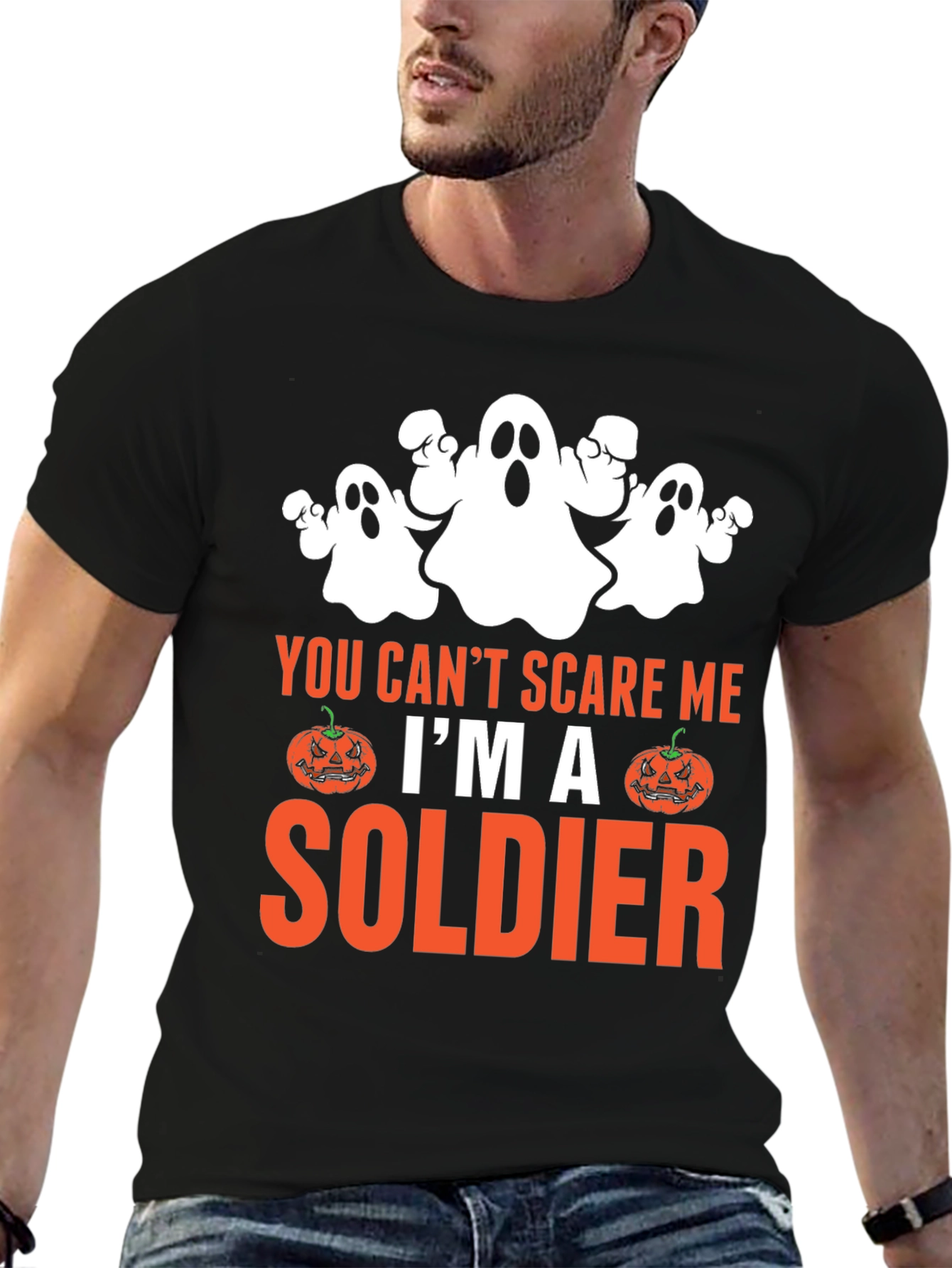 Halloween Soldier T-Shirt - You Cant Scare Me