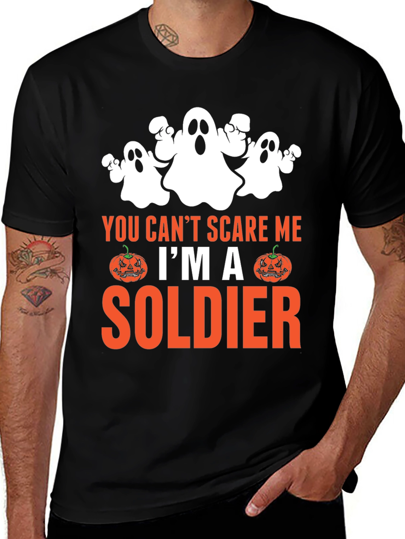 Halloween Soldier T-Shirt - You Cant Scare Me
