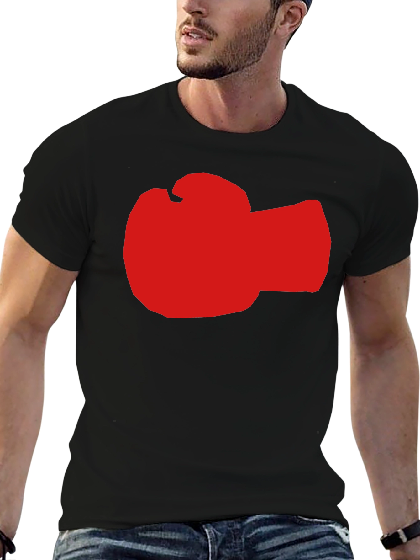 Red Boxing Glove Graphic Black T-Shirt