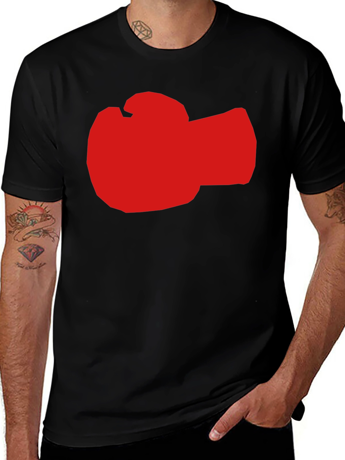Red Boxing Glove Graphic Black T-Shirt