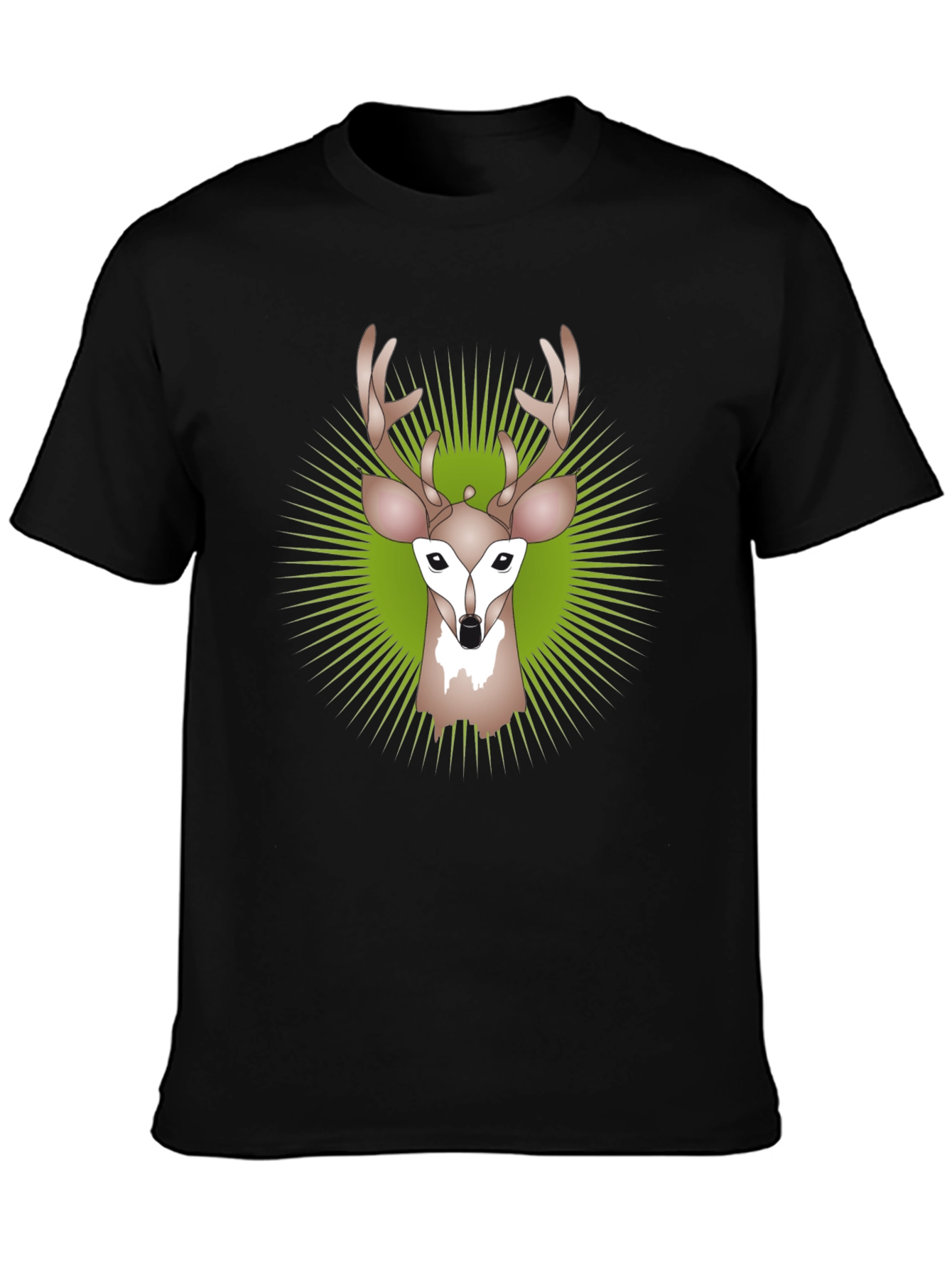 Deer Graphic Tee - Black Crew Neck T-Shirt