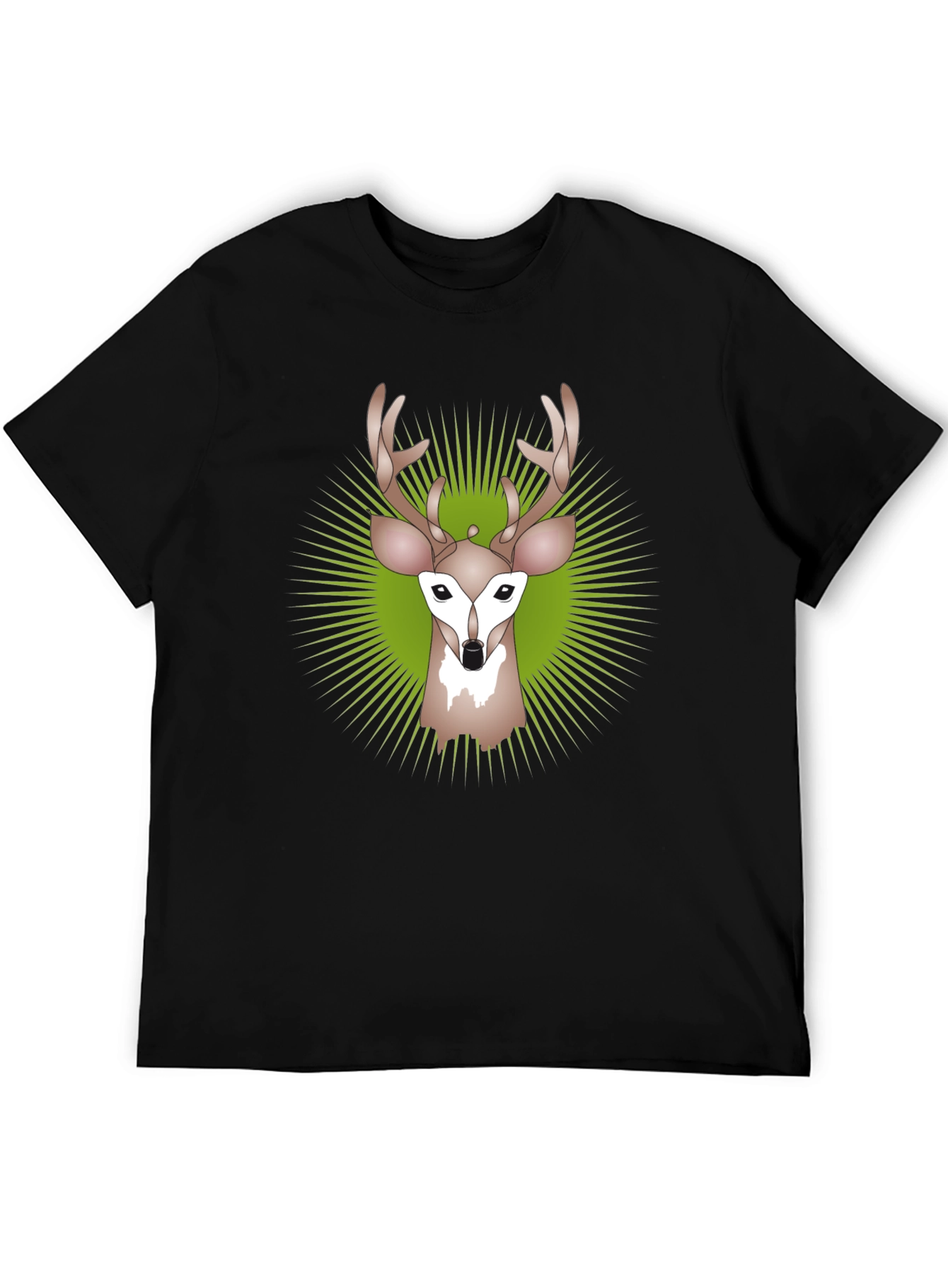 Deer Graphic Tee - Black Crew Neck T-Shirt