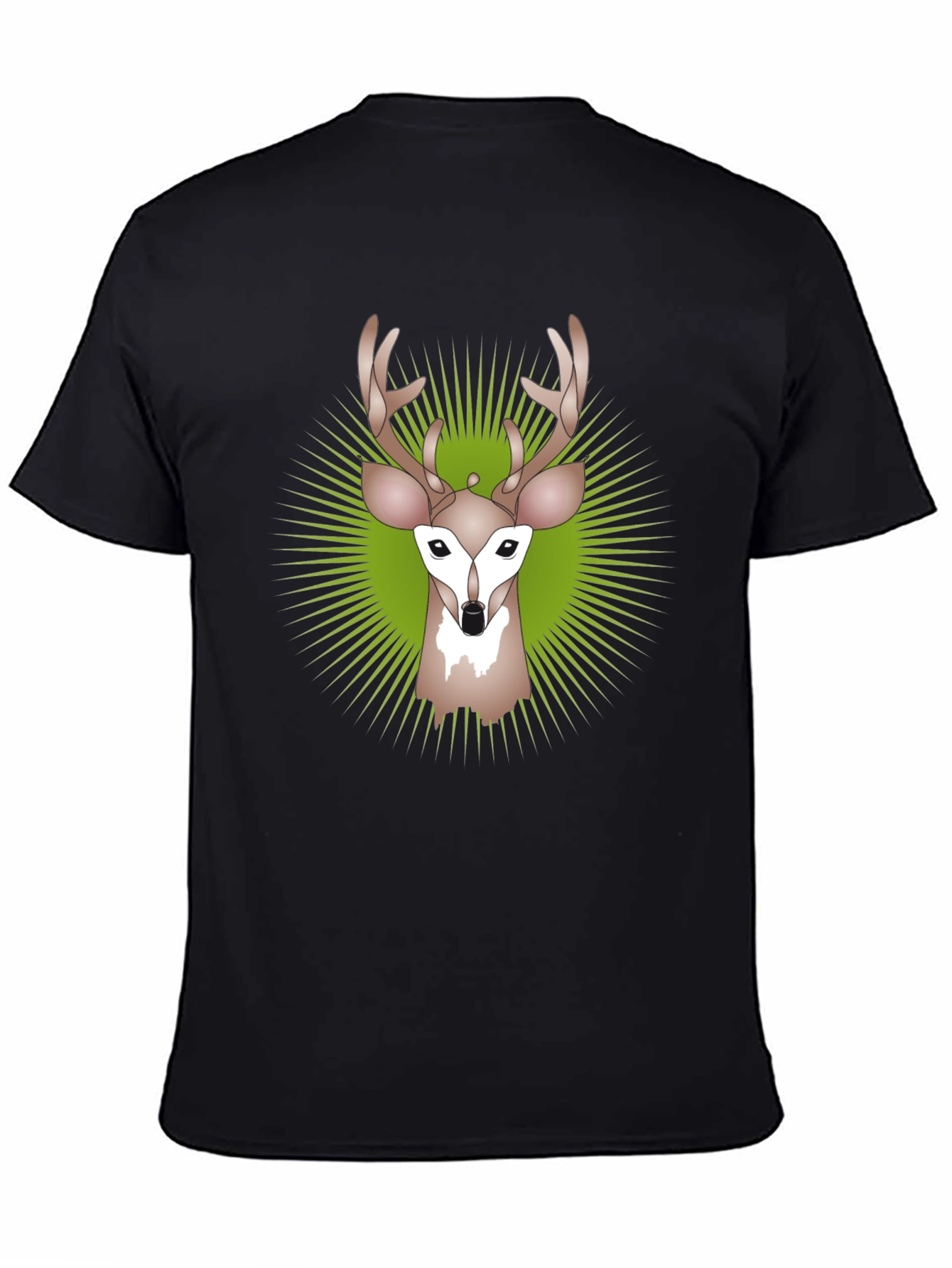 Deer Graphic Tee - Black Crew Neck T-Shirt