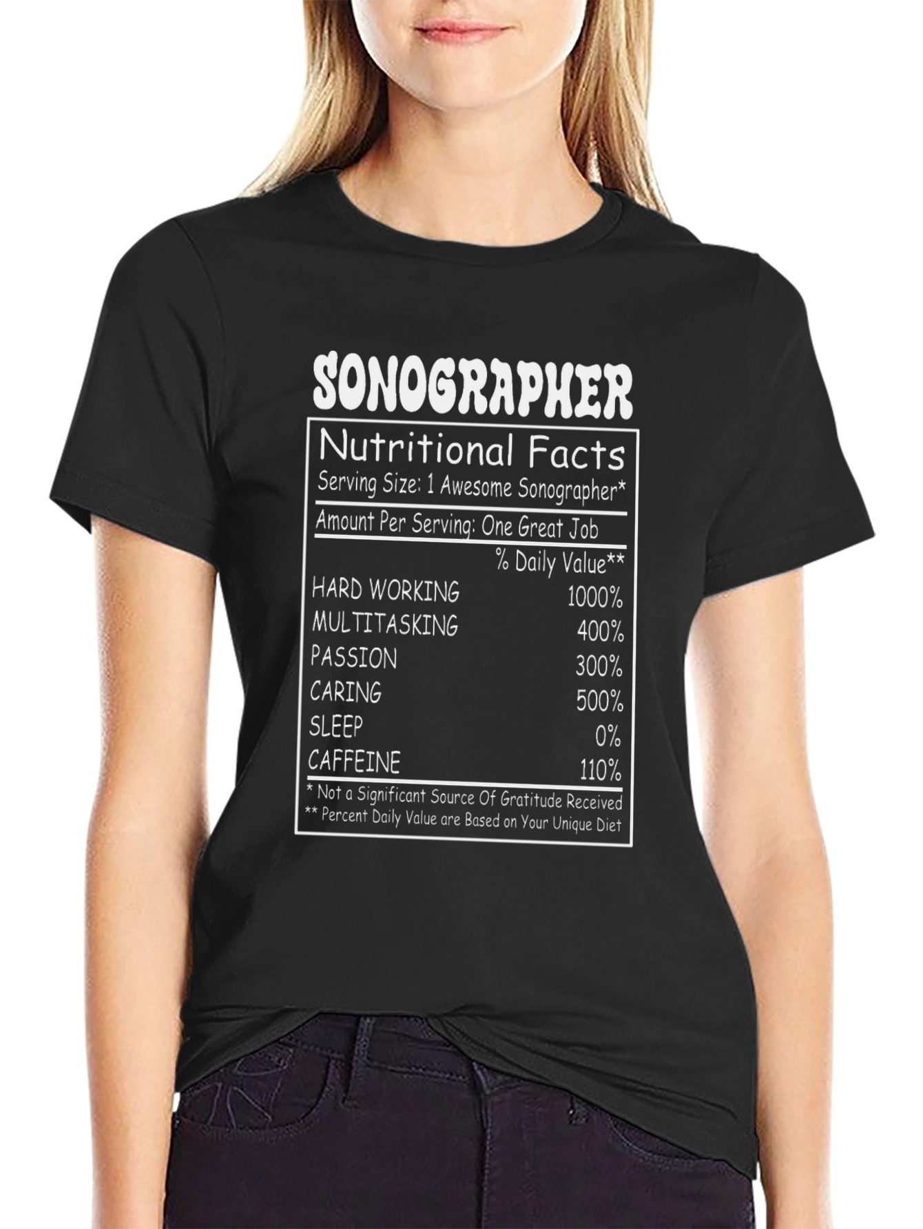 Sonographer Nutritional Facts Graphic T-Shirt