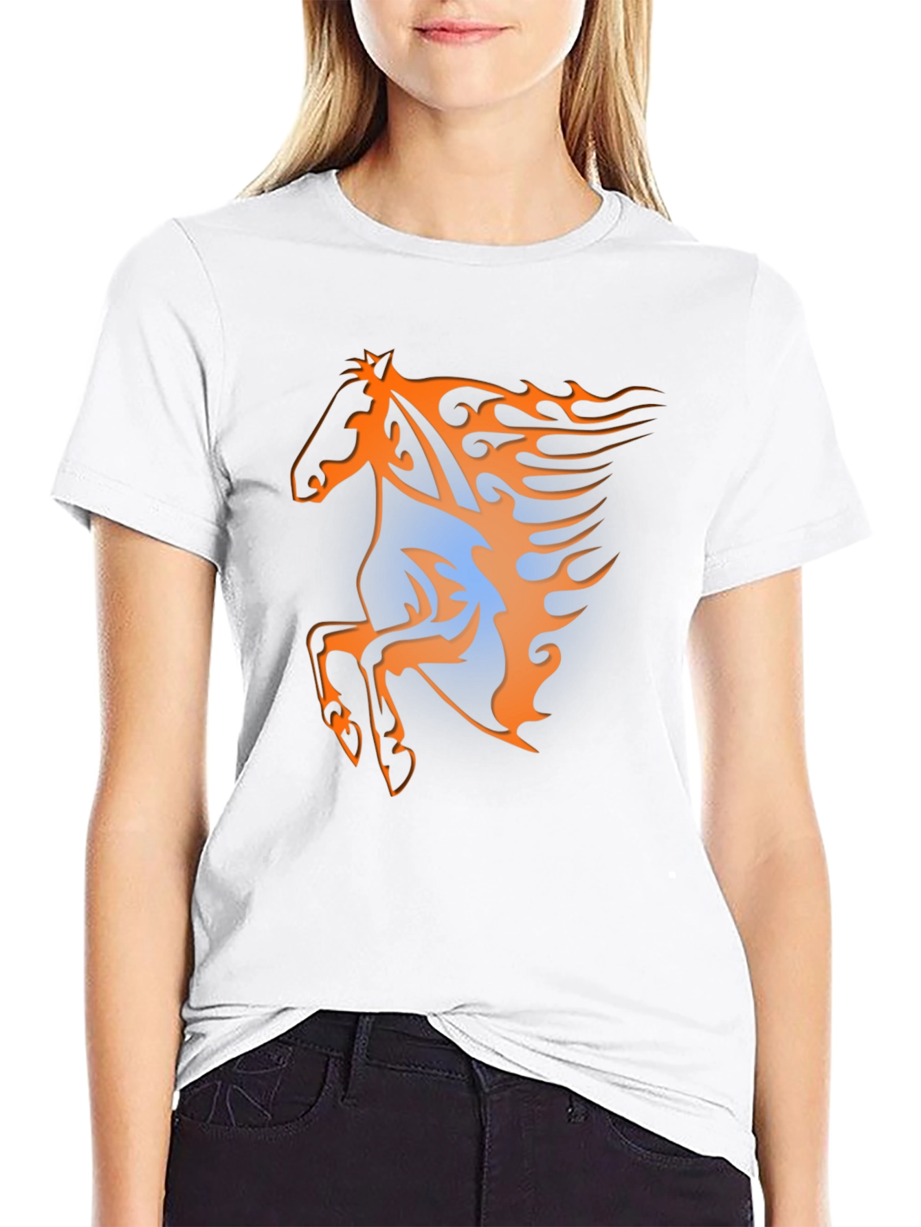 Fiery Horse Graphic Tee - Black