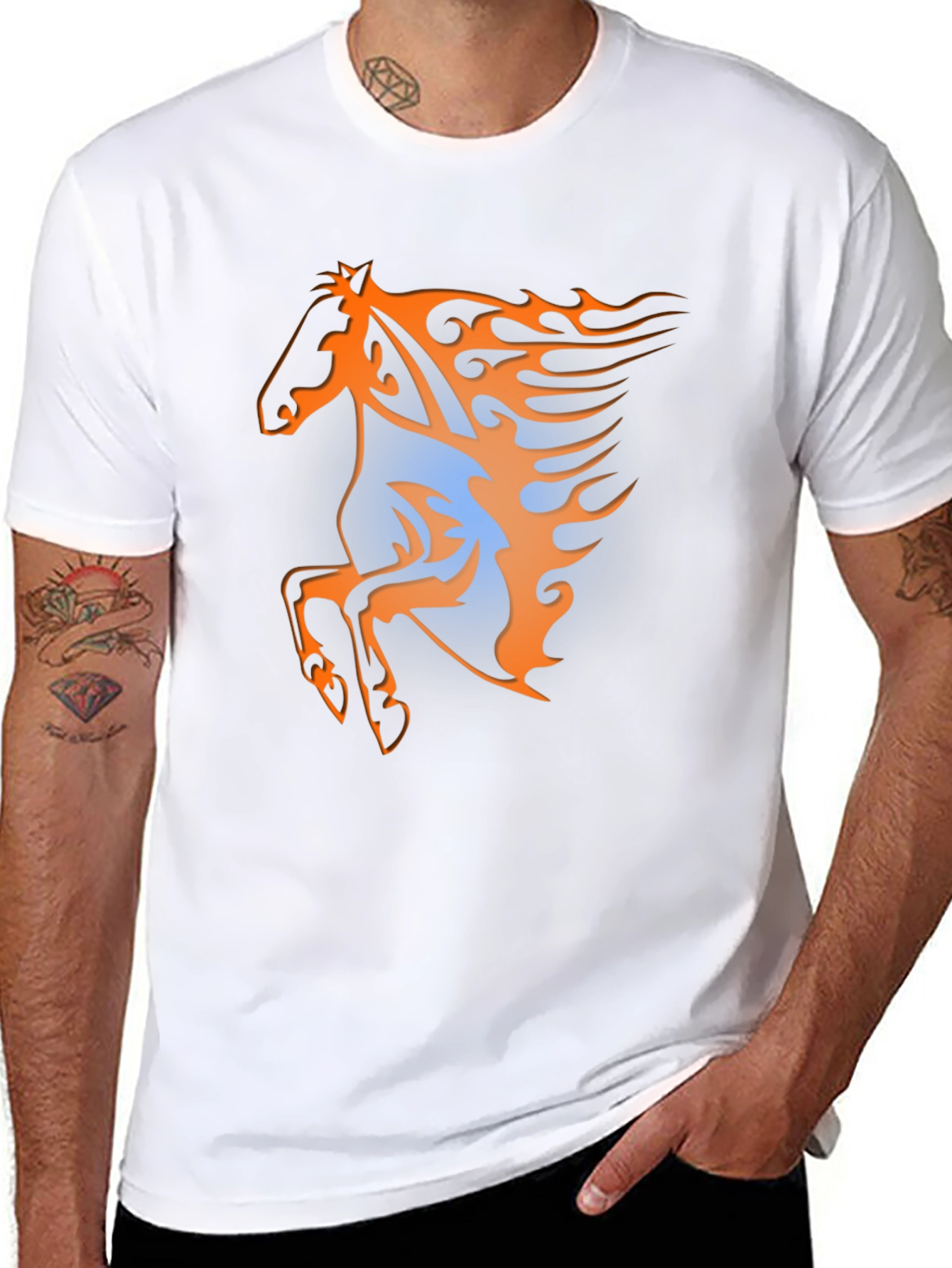 Fiery Horse Graphic Tee - Black