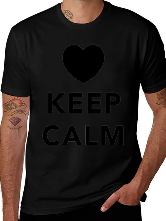 Keep Calm Heart Graphic Black T-Shirt