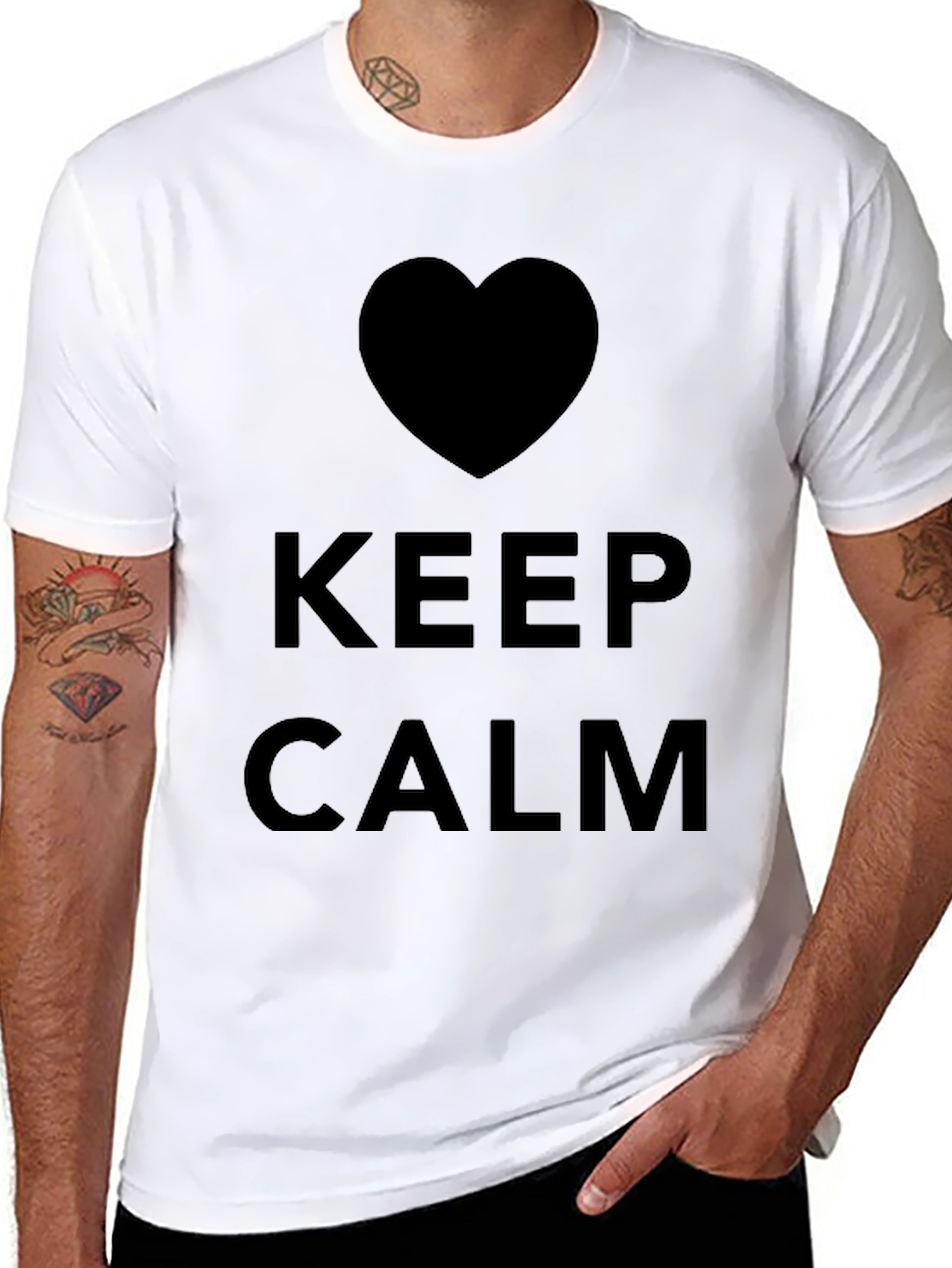 Keep Calm Heart Graphic Black T-Shirt