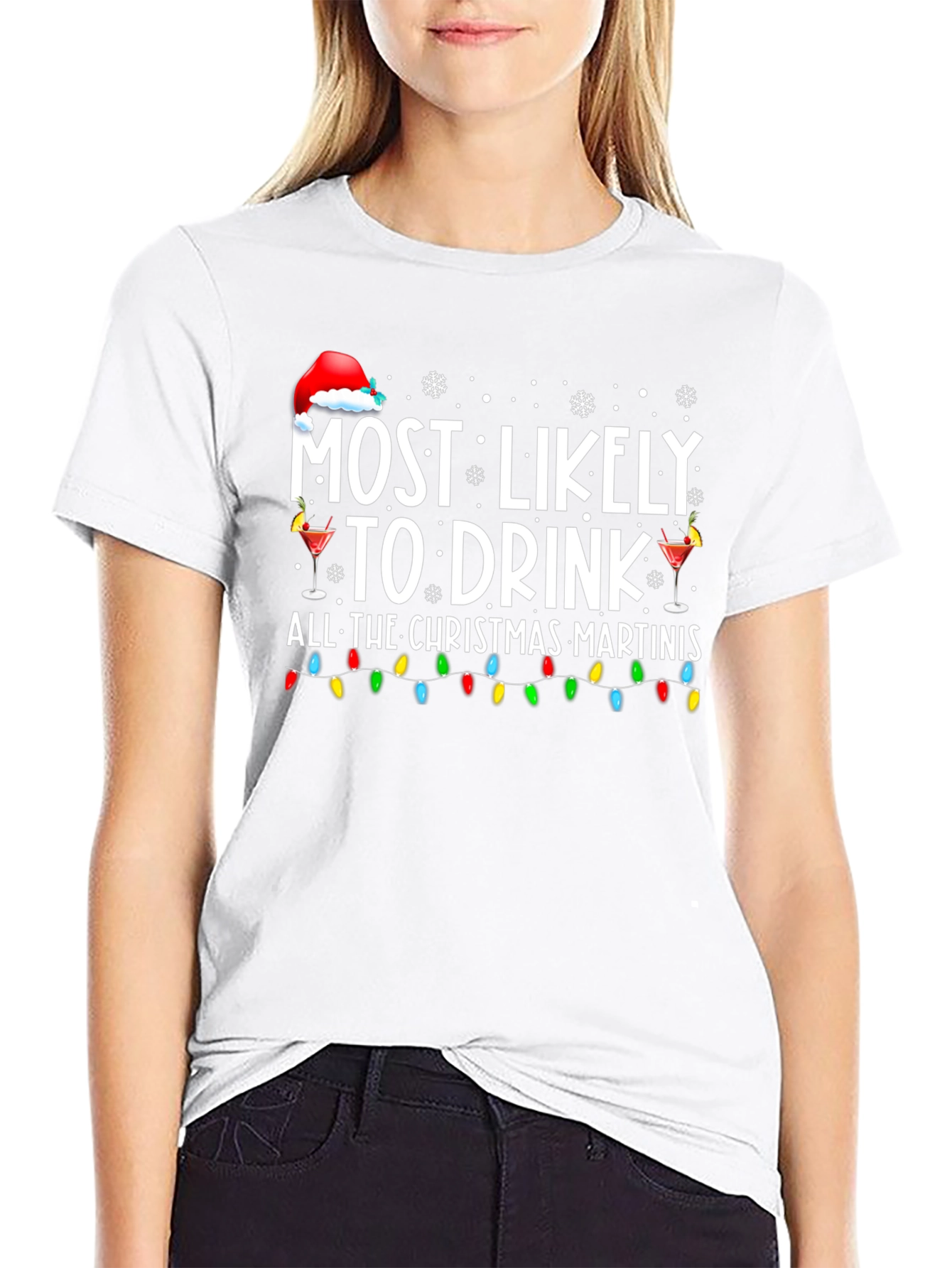 Festive Christmas Martini Drinker T-Shirt
