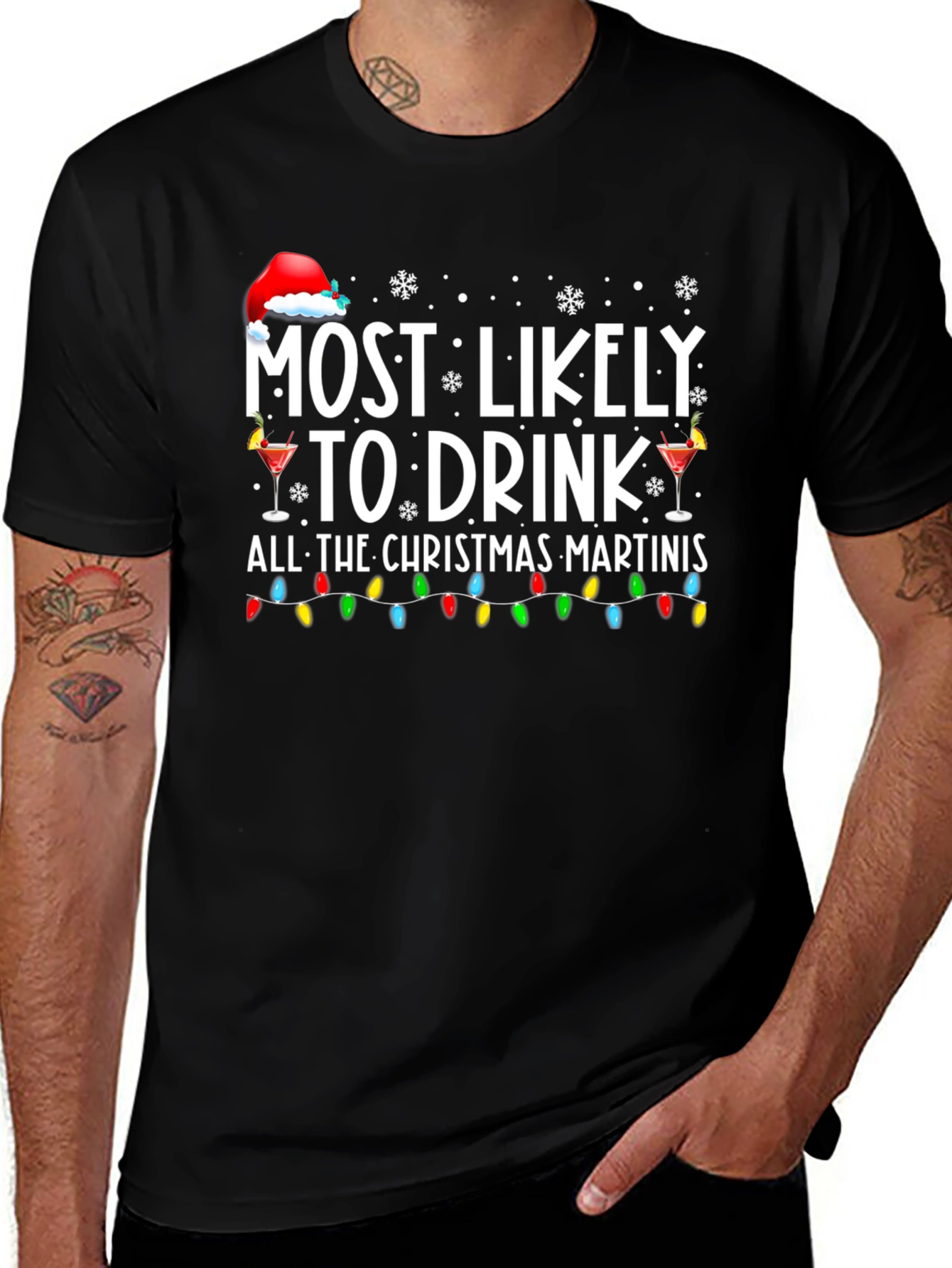 Festive Christmas Martini Drinker T-Shirt
