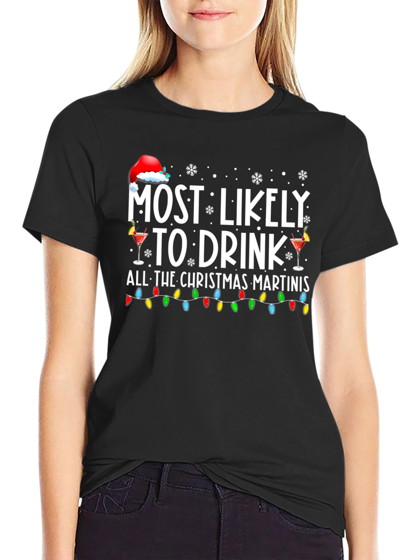 Festive Christmas Martini Drinker T-Shirt